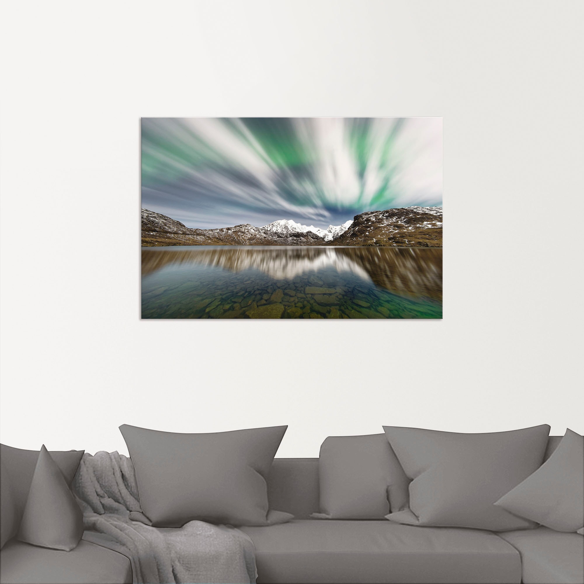 Artland Wandbild »Polarlicht über einer Bergkette«, Berge & Alpenbilder, (1 St.), als Alubild, Leinwandbild, Wandaufkleber oder Poster in versch. Größen