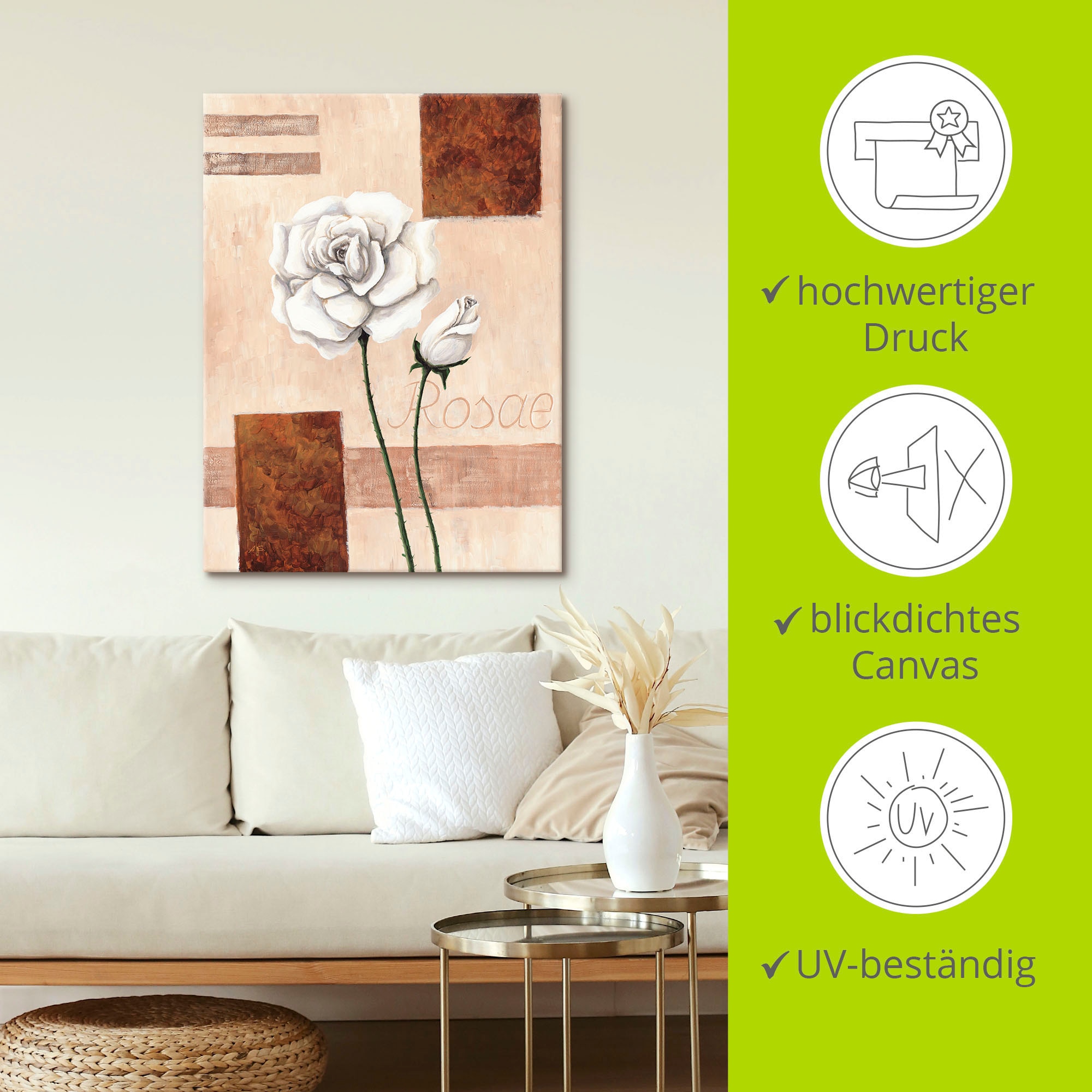 Artland Leinwandbild »Rosae - Rosen« Blumenbilder 1 Stk. tlg. auf Holzrahmen gespannt