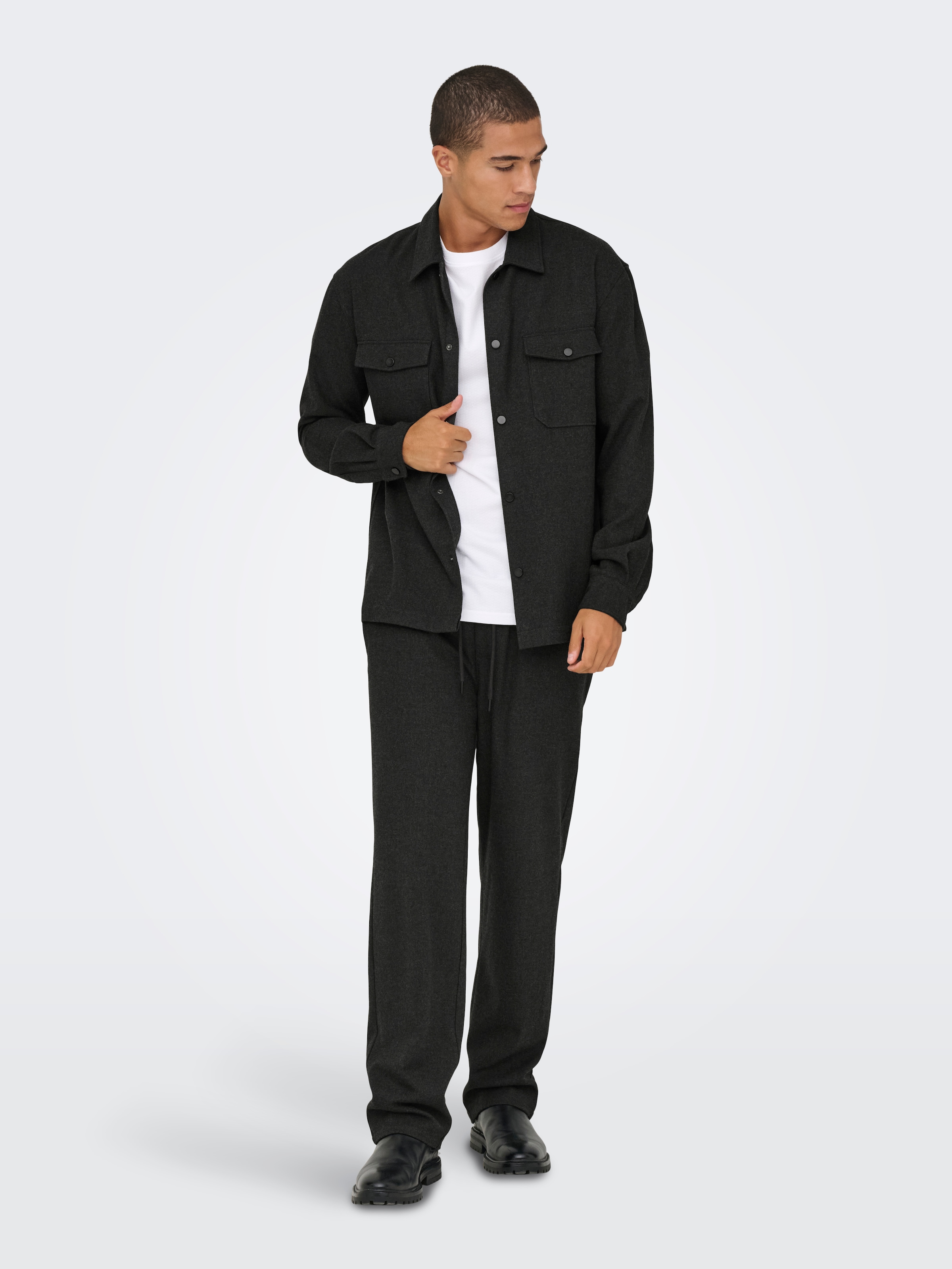 ONLY & SONS Langarmhemd »ONSMARK BRUSHED 0353 OVERSHIRT« Materialmix, regular fit