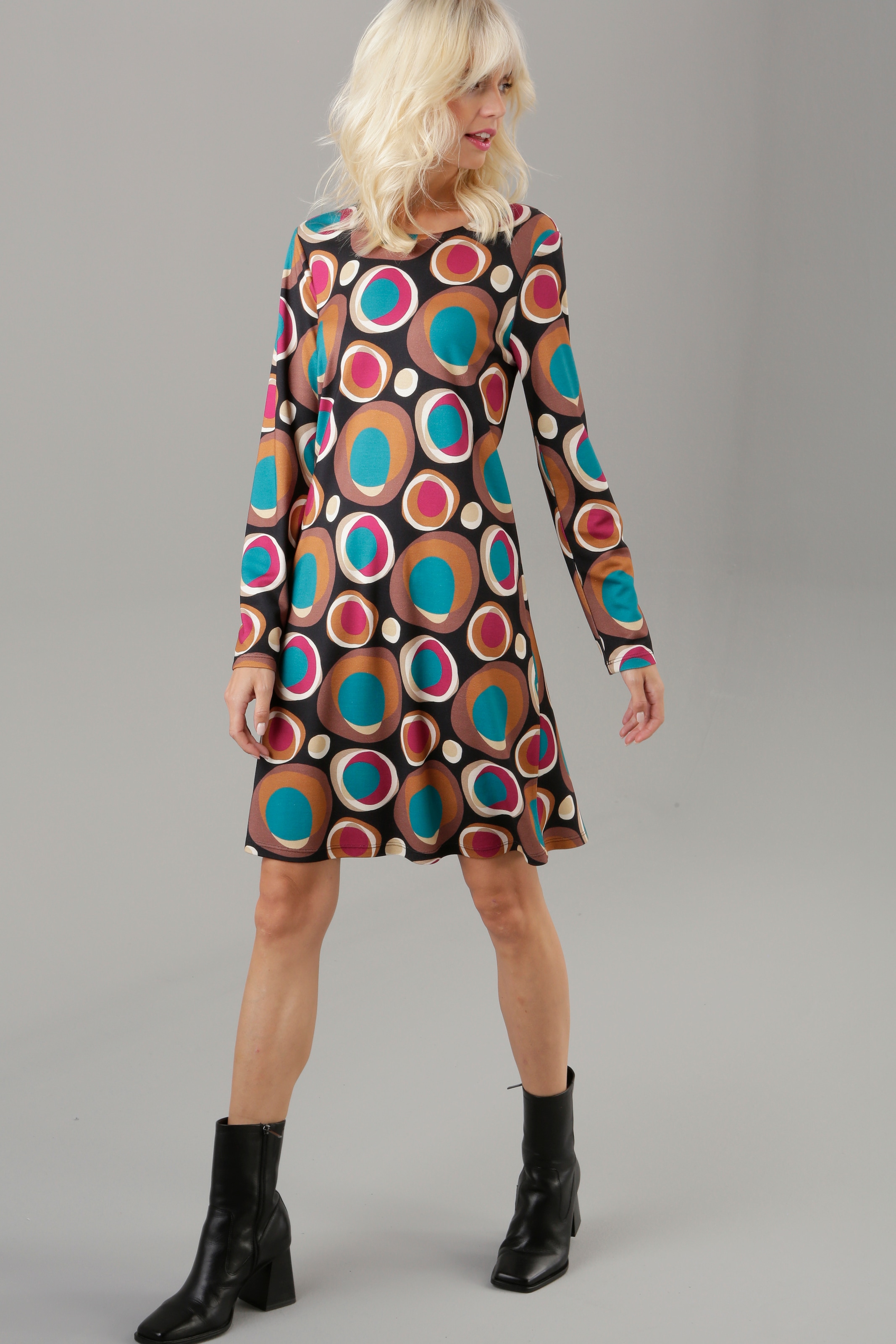 Aniston SELECTED Jerseykleid, in bestellen Online A-Linien-Form Shop im leichter OTTO