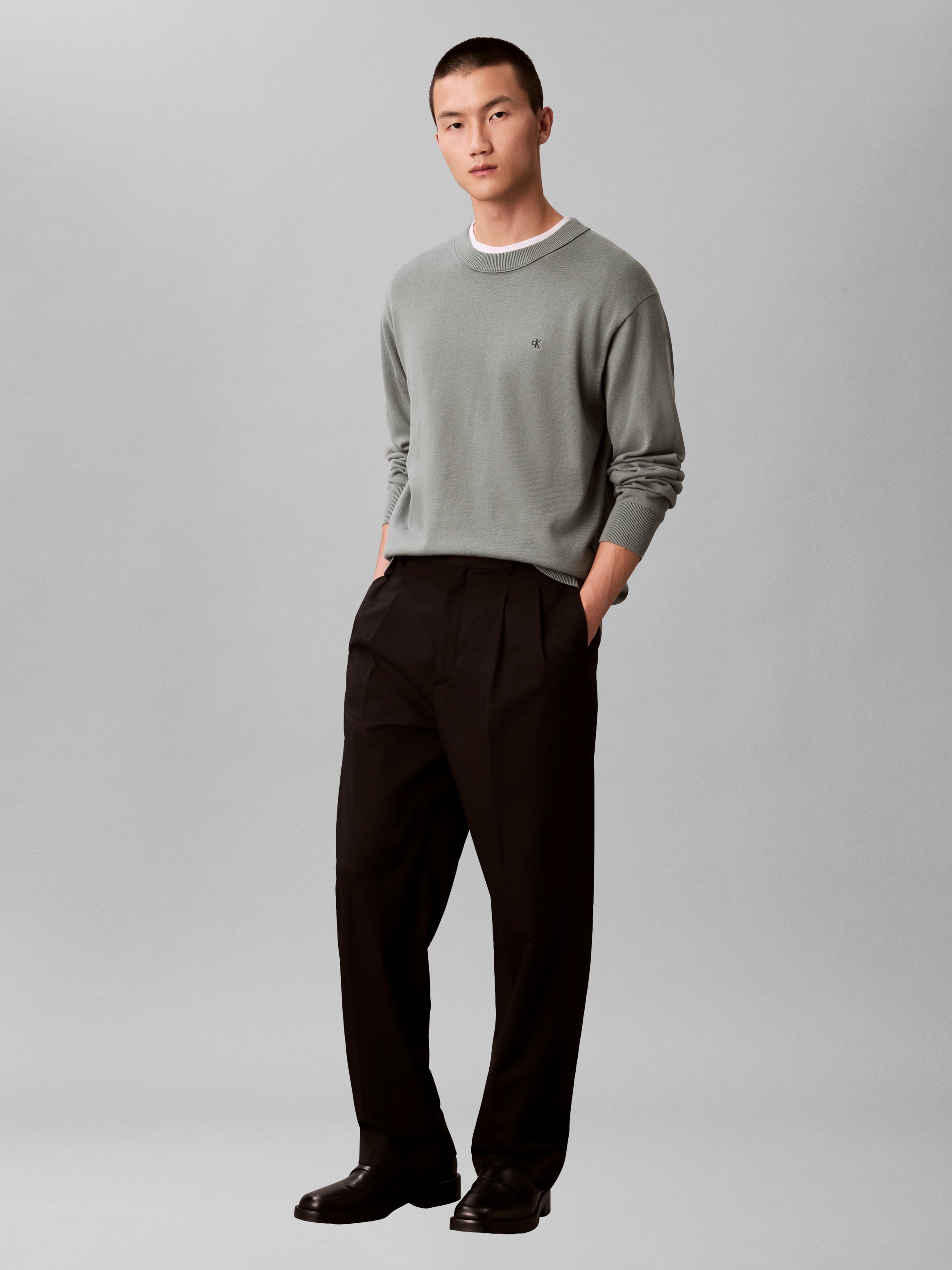 Calvin Klein Jeans Strickpullover »LS EZ COTTON CREWNK SWEATER 12GG« Mit Rundhalsausschnitt