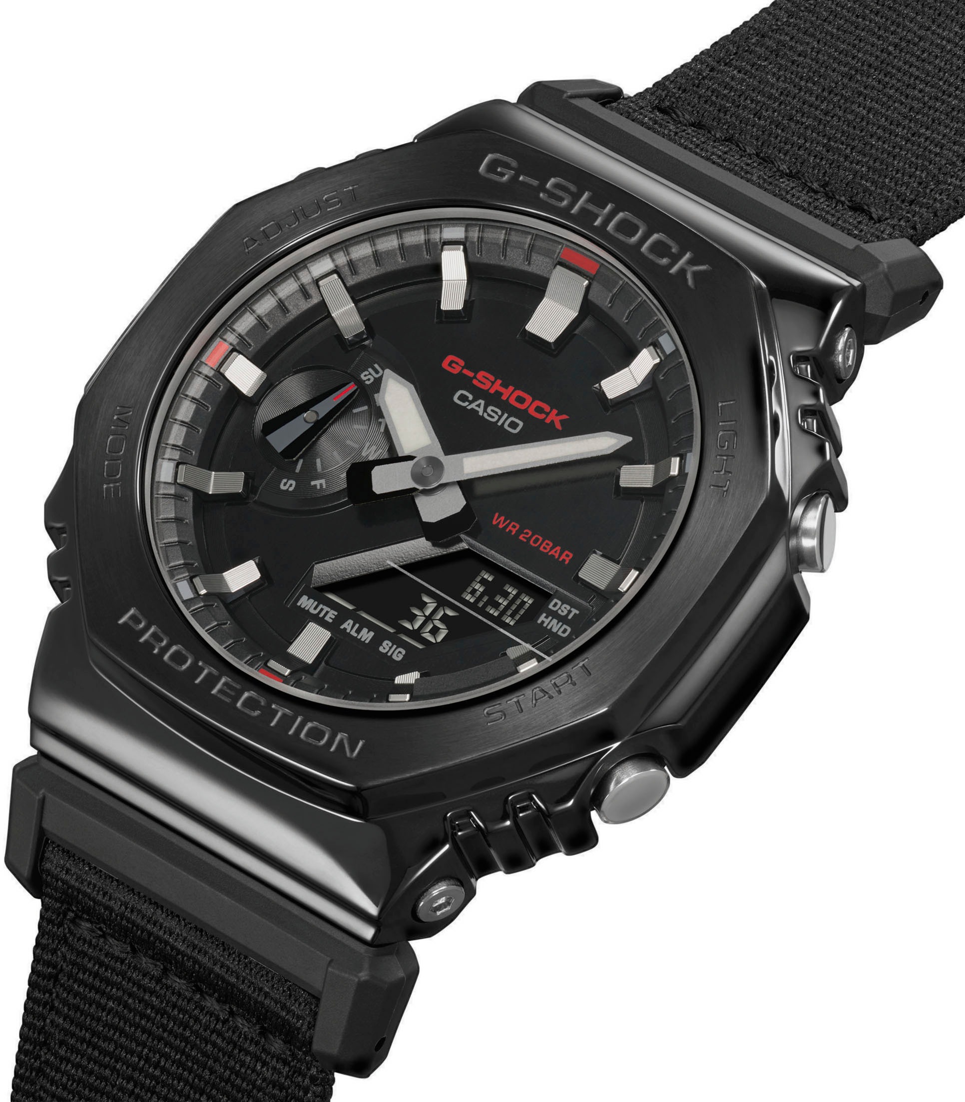 CASIO G-SHOCK Chronograph, Quarzuhr,Armbanduhr,Herrenuhr,digital, bis 20bar wasserd.Textilarmband