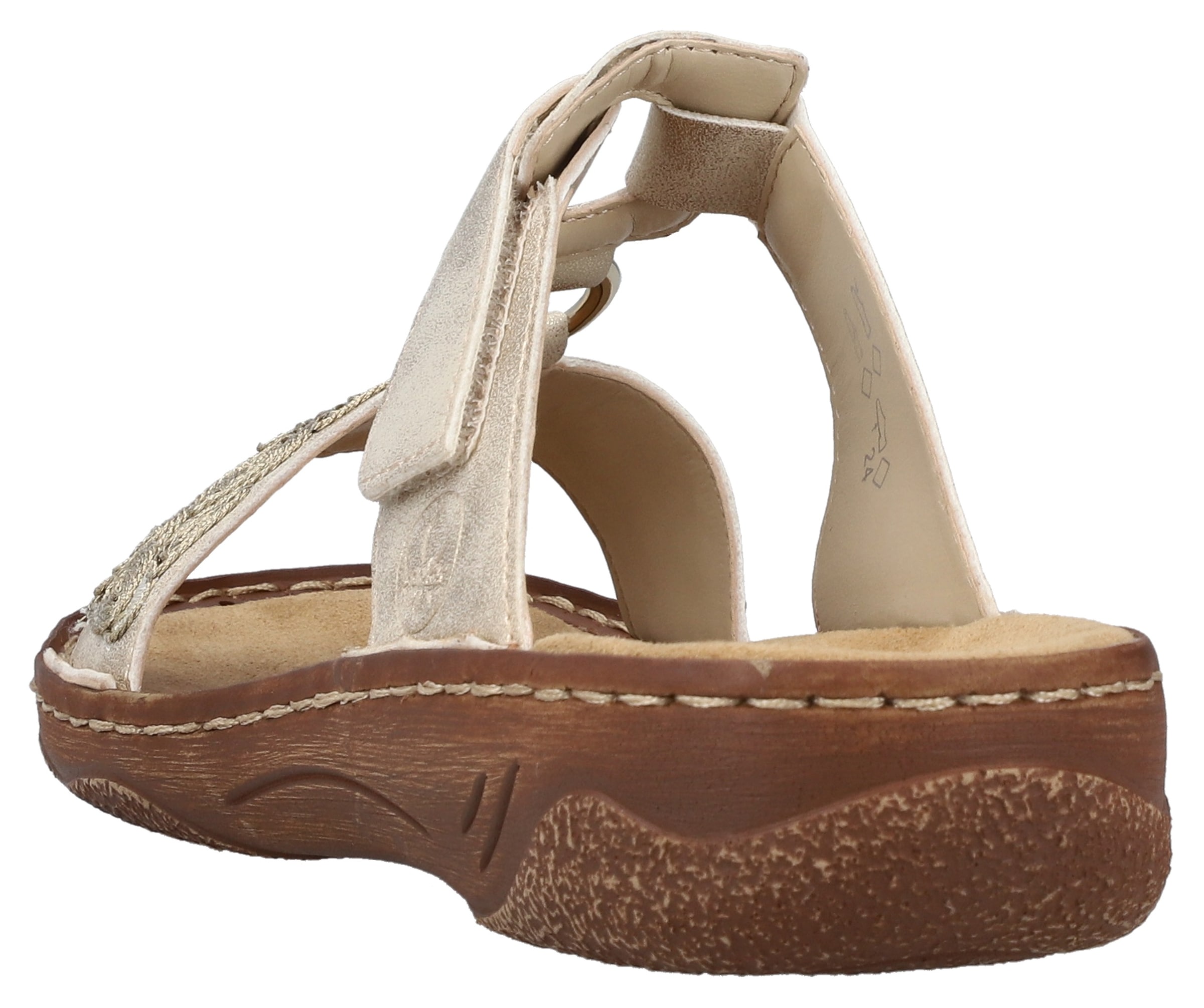 Rieker Pantolette, Sommerschuh, Strandschuh, Schlappen, Urlaubschuh mit Klettverschluss