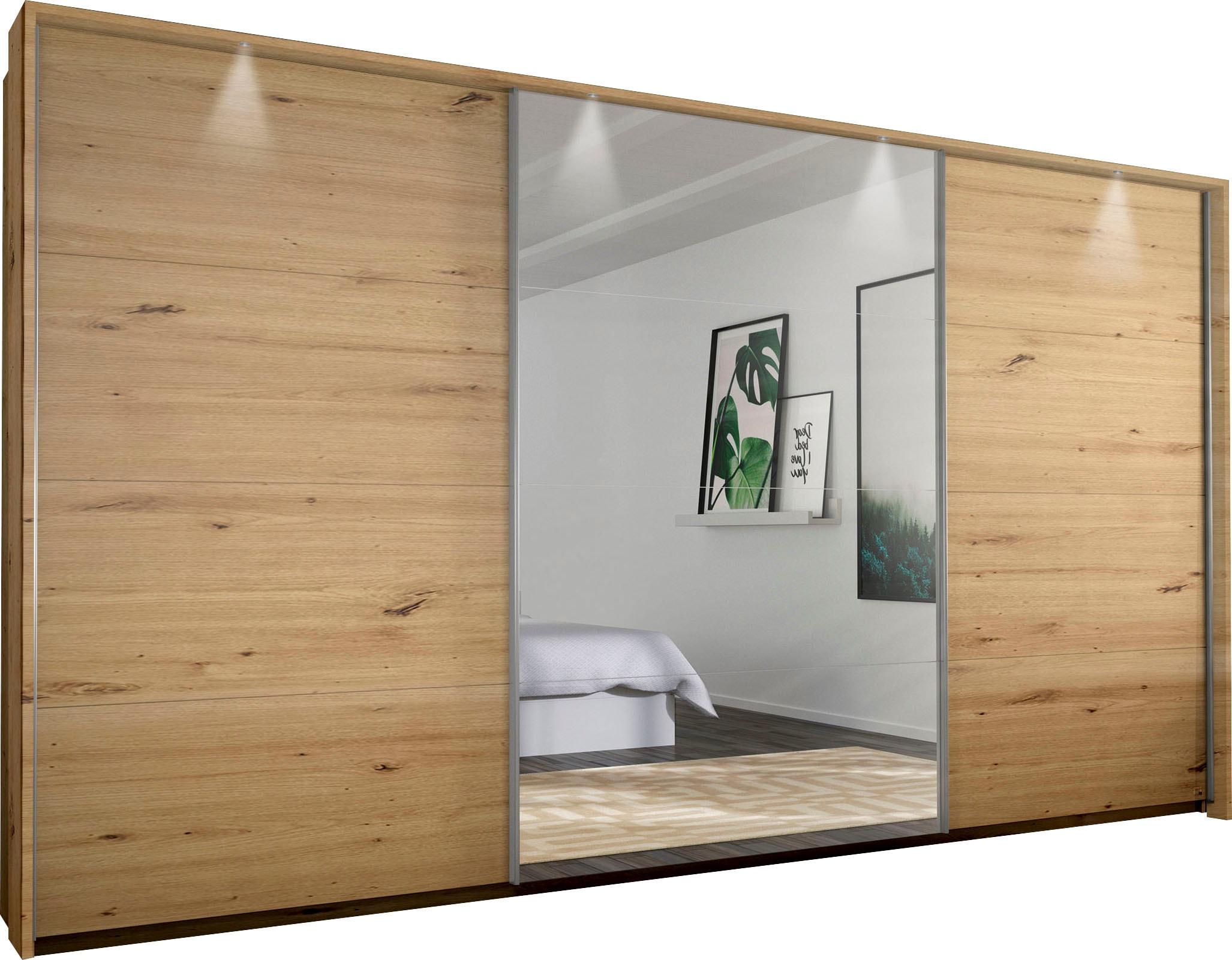 rauch Schwebetürenschrank »Kleiderschrank Schrank Garderobe Wäscheschrank TOMA mit Passepartout«, inkl. Regaleinsatz sowie zusätzlichen Einlegeböden MADE IN GERMANY