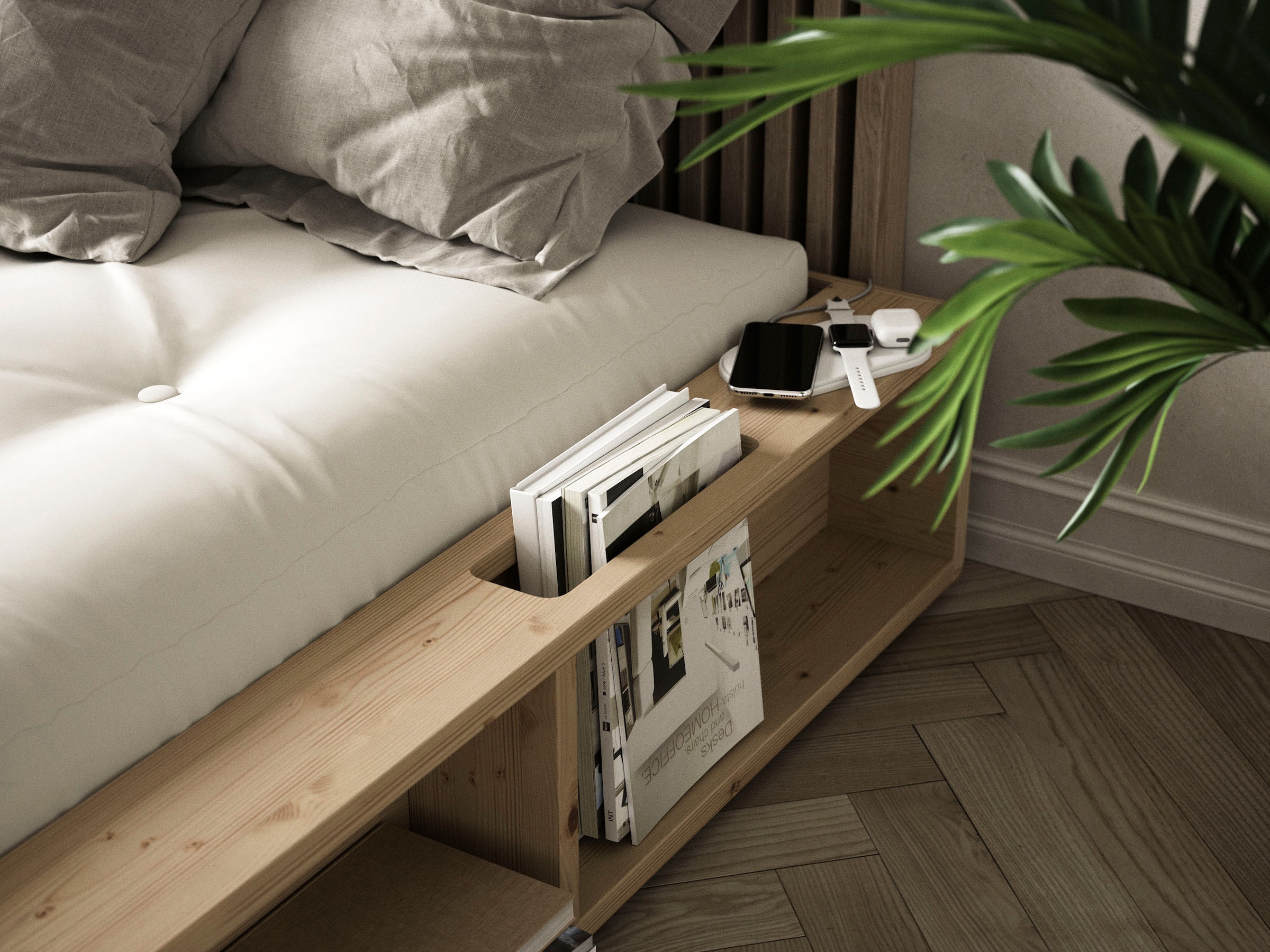 Karup Design Futonbett »Bettgestell Ziggy Bed – FSC® Massivholz Futonbett, excl. Matratze« praktische Ablagefläche neben der Matratze, viel Stauraum