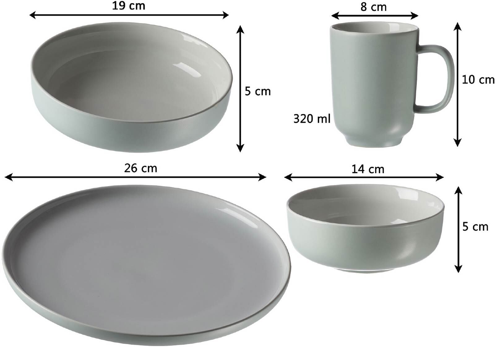 Ritzenhoff & Breker Geschirr-Set »XXL Kombiservice Jasper 32er Set mint-taupe« Spülmaschinengeeignet