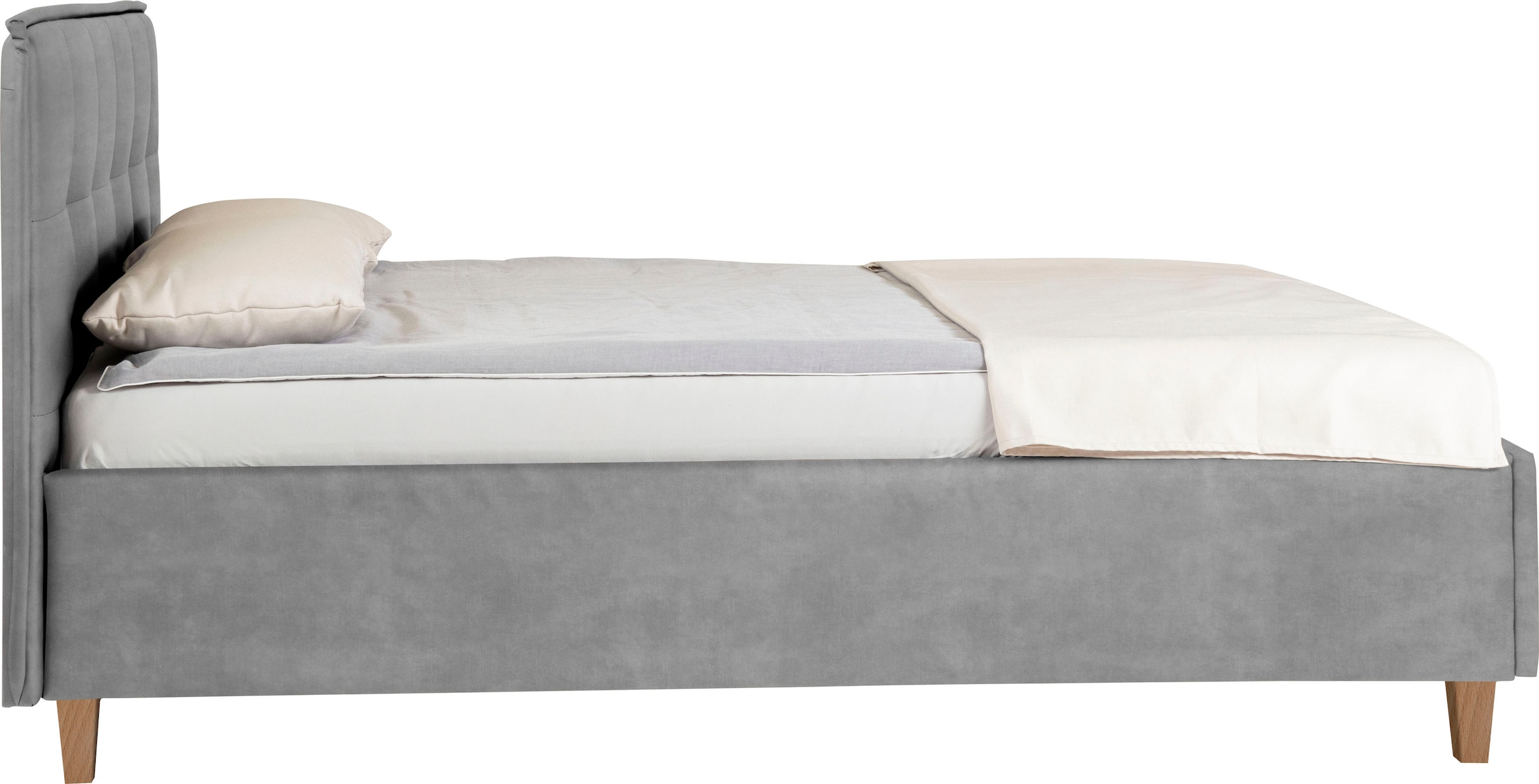 alina Polsterbett »Hakon« wahlweise mit Matratze und Lattenrost, Füße in Buche natur