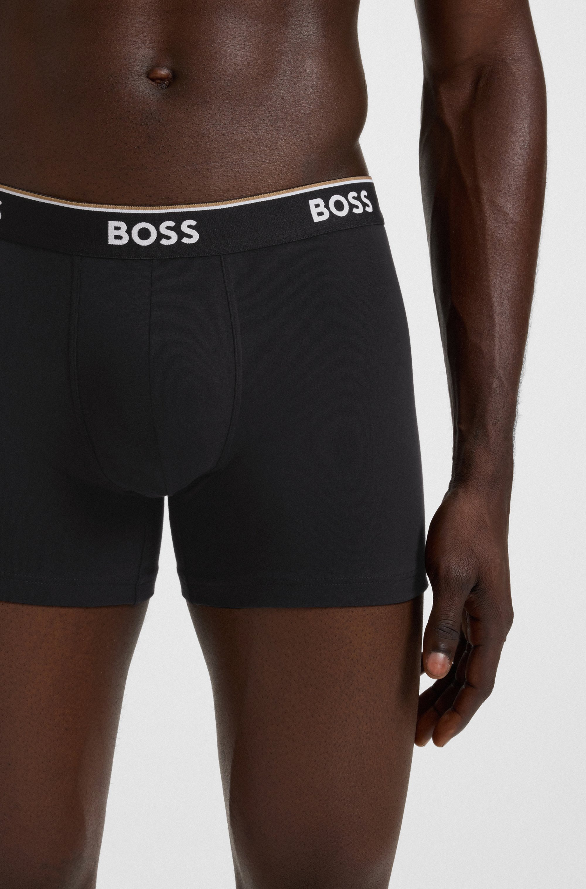 BOSS Langer Boxer »Brief 3 PACK«, mit farblich passendem Webbund