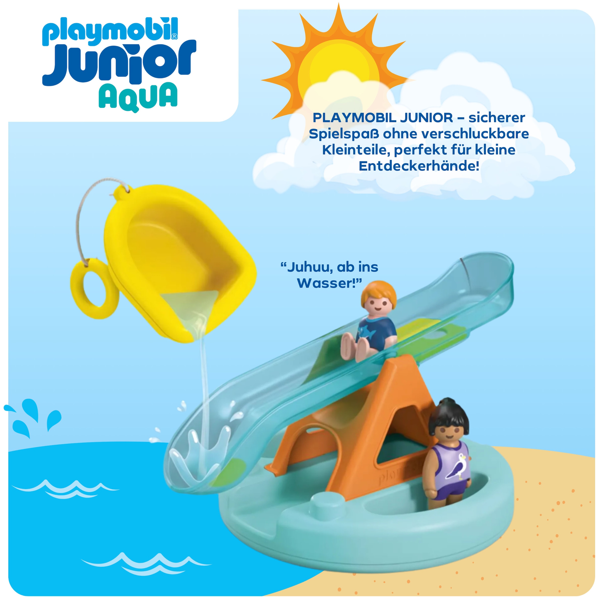 Playmobil® Konstruktions-Spielset »Badeinsel mit Wasserrutsche (71687), JUNIOR«, (8 St.), Made in Europe