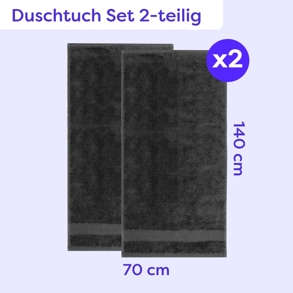 Wolkenfeld Duschtücher »Premium Low-Twist Baumwolle 550 g/m² – 2 große Duschtücher« 70×140 cm – weich, saugfähig und ideal für Bad & Wellness
