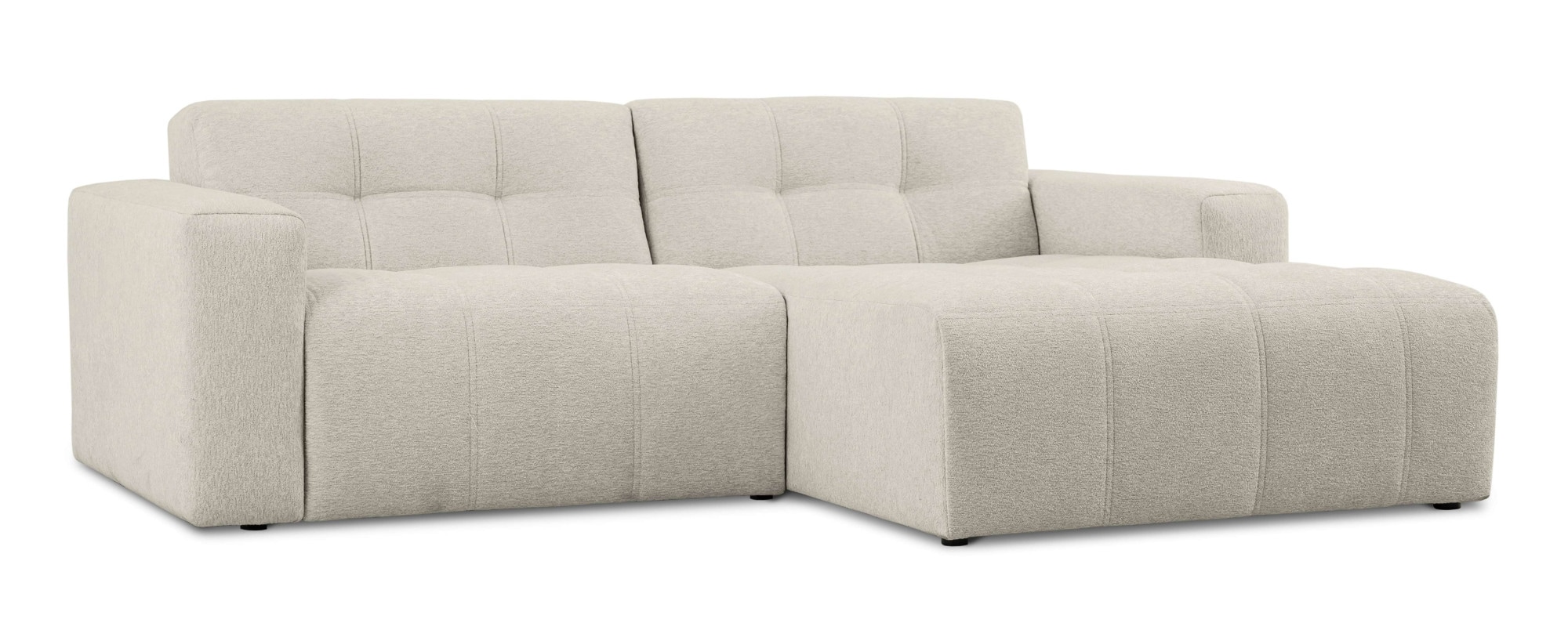 OTTO home Ecksofa »Tapley« Breite 221 cm,Boucle, Struktur fein, mit Knopfsteppung, bodentief