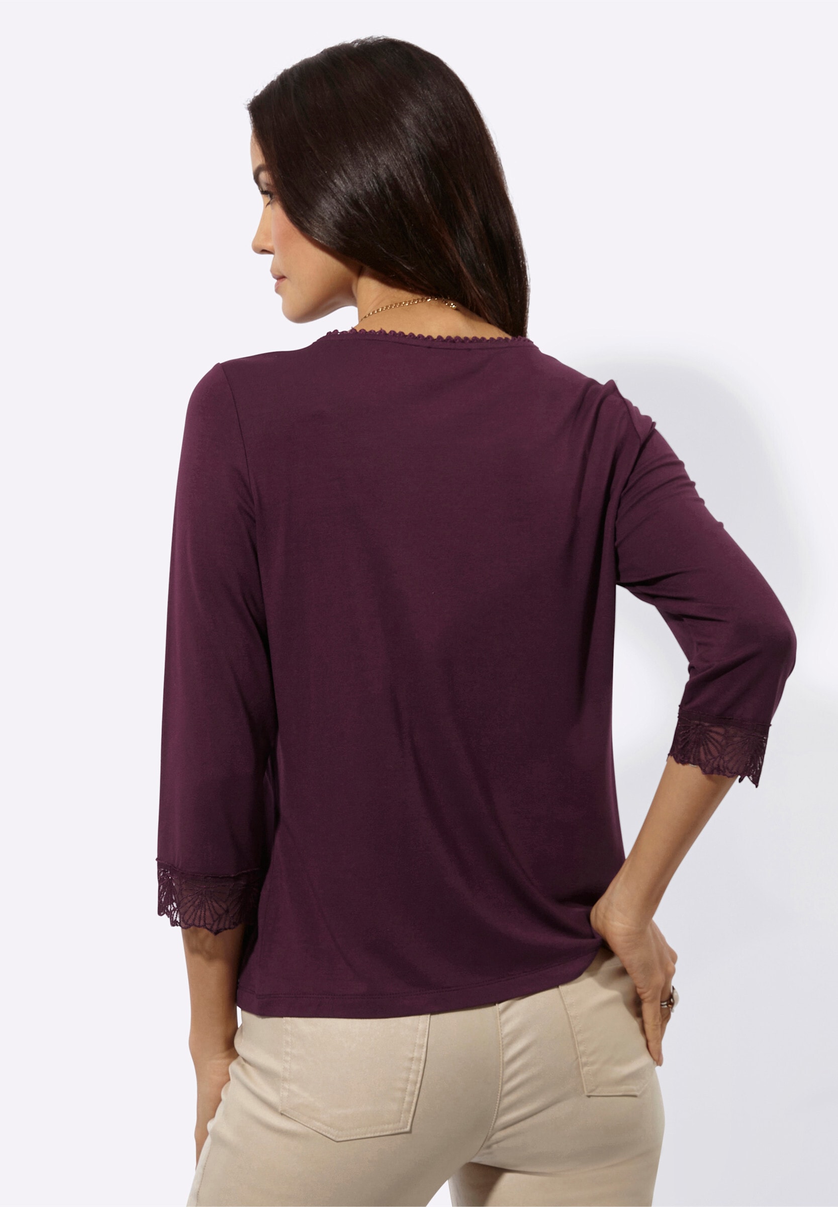creation L T-Shirt »Modal-Shirt 3/4-Arm-Shirt mit Spitzenverzierung«