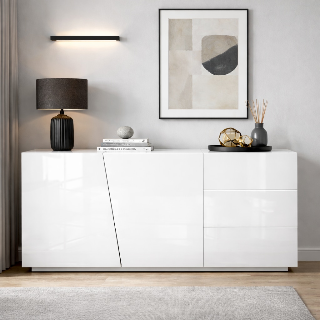 OTTO home Kommode »San Remo, Kombikommode, Sideboard, mit viel Stauraum, Hochglanz« Moderne Kommode, UV-lackiert, grifflos, push-to-open-Funktion, B=180cm