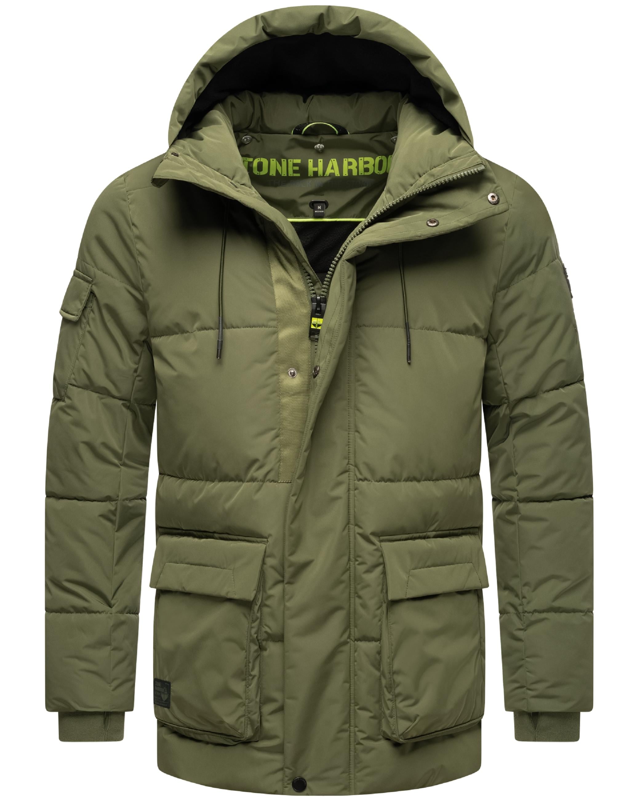 Stone Harbour Winterjacke »Winterjacke Lauroo XX«, mit Kapuze, urbane Herren Steppjacke mit kuscheligem Kunstpelz-Kragen