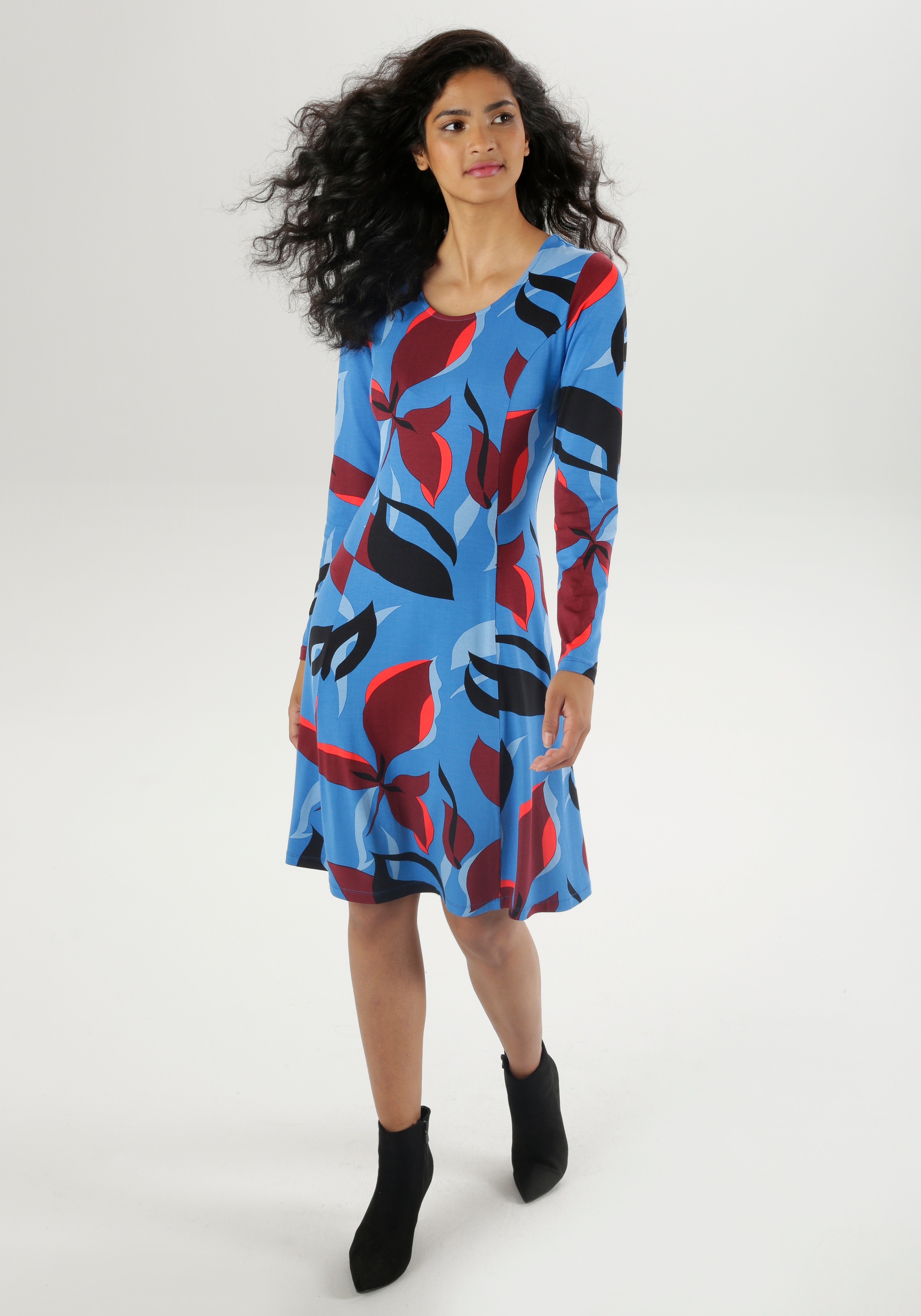 Aniston SELECTED Jerseykleid, in leichter A-Linien-Form