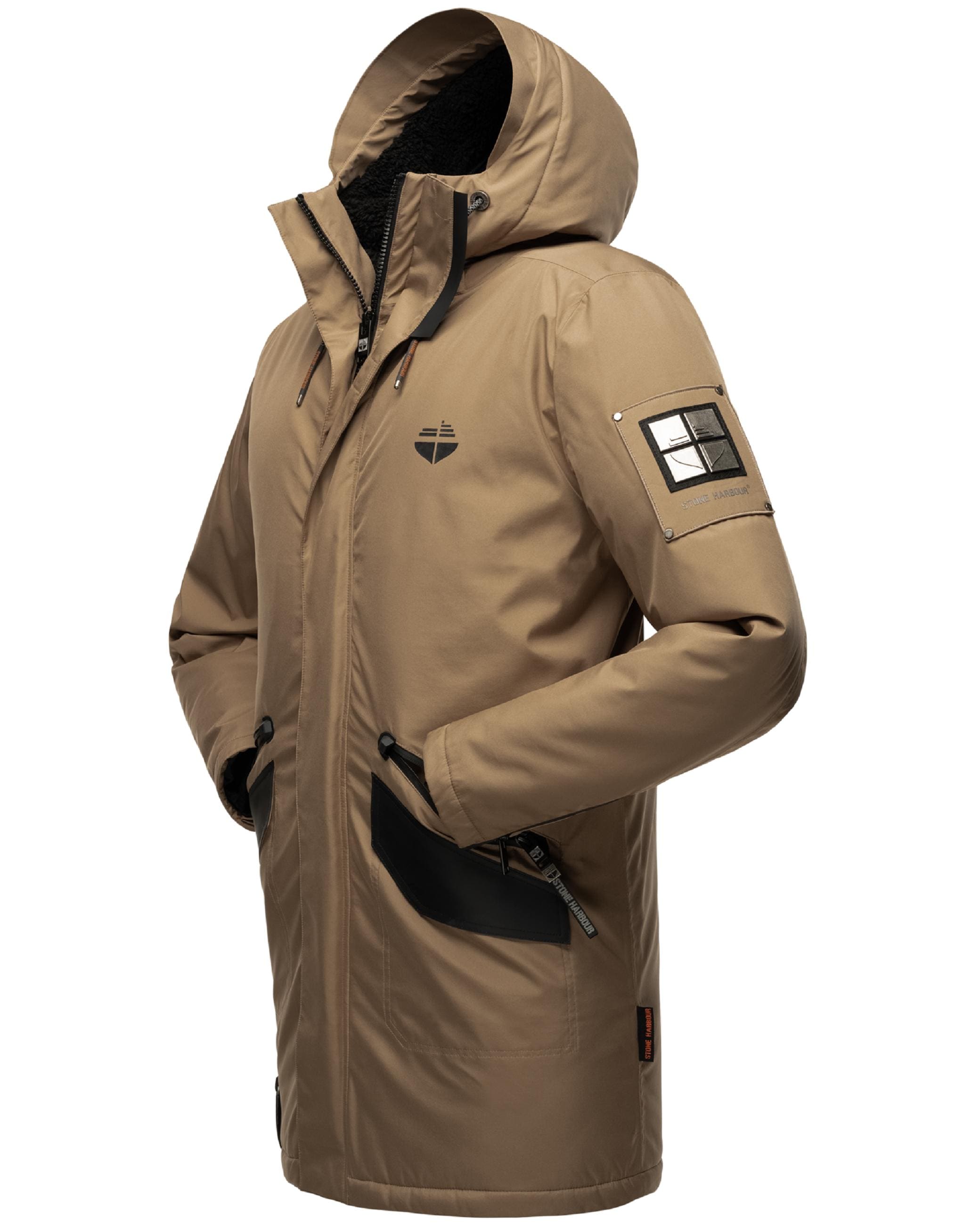 Stone Harbour Wintermantel »Wintermantel Ragaan«, modischer Herren Winterparka mit Teddyfell Futter