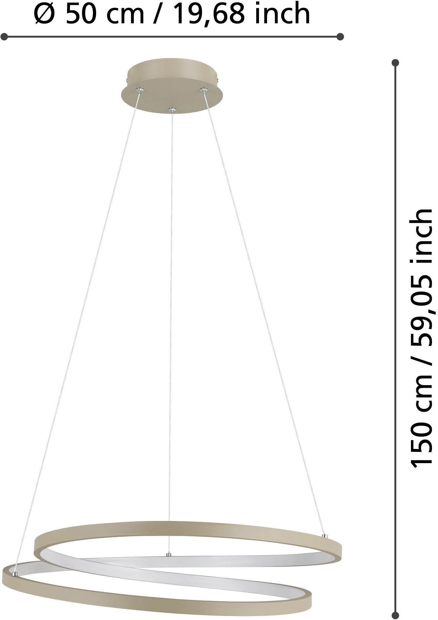 EGLO Hängeleuchte »RUOTALE Pendellampe - Alu, Stahl - LED - 36W - IP20« LED-Modul 1 Stk. Warmweiß Hängelampe, Deckenlampe, Wohnzimmer, Esszimmer, H150 x Ø55 cm