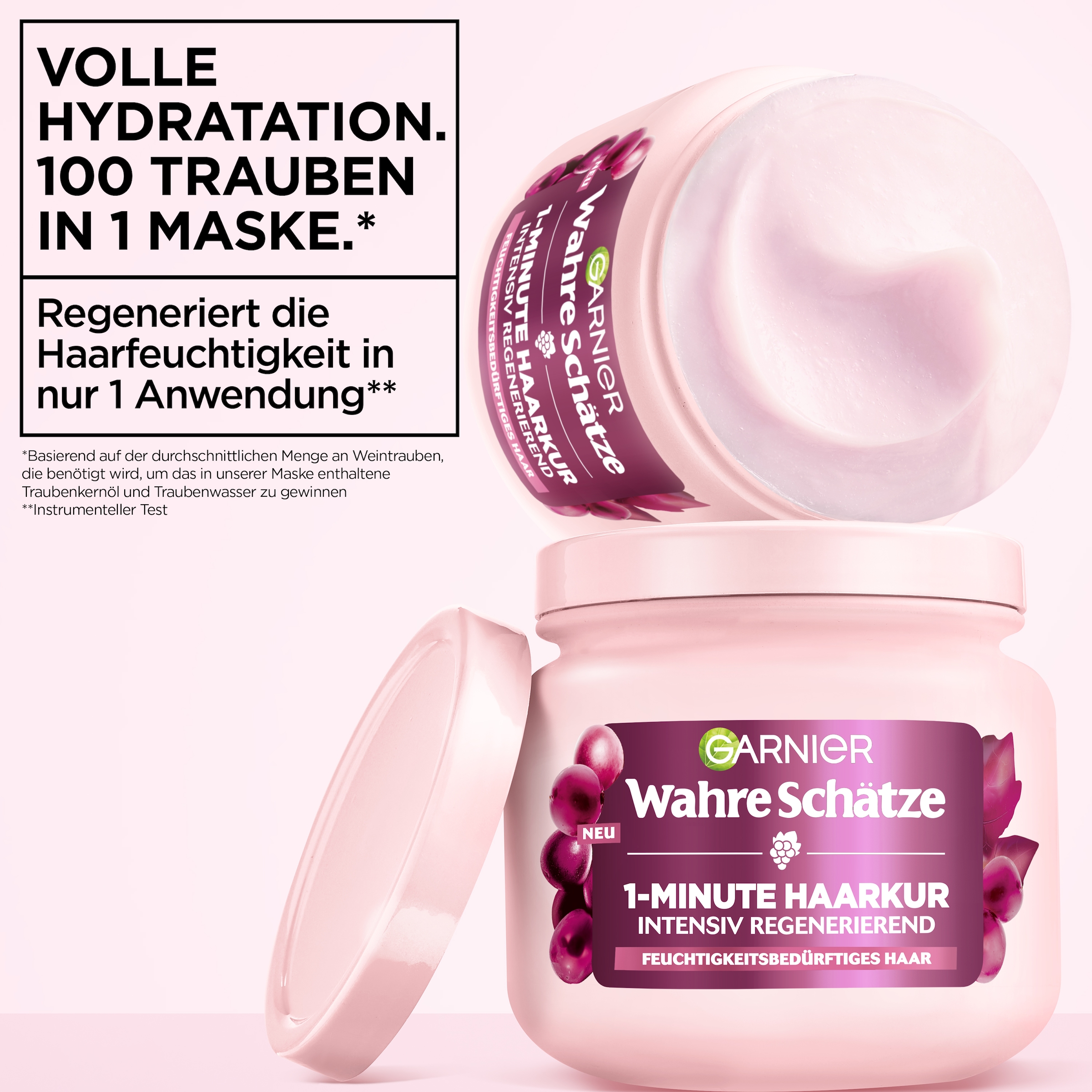 GARNIER Haarkur »Garnier Wahre Schätze 1-Minute Haarkur Traube Hydraboost«