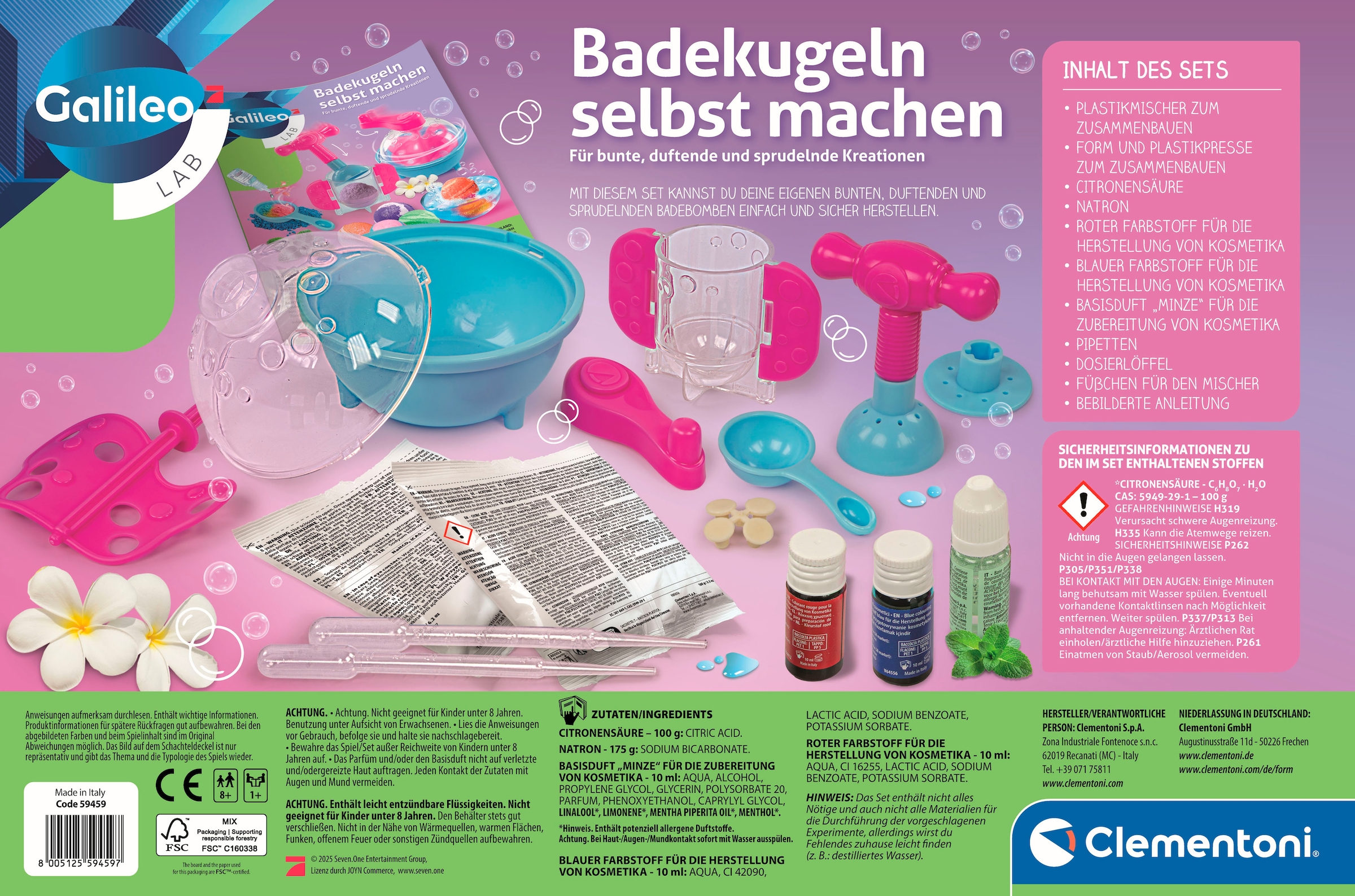 Clementoni® Experimentierkasten »Galileo Lab, Badekugeln selbst machen«