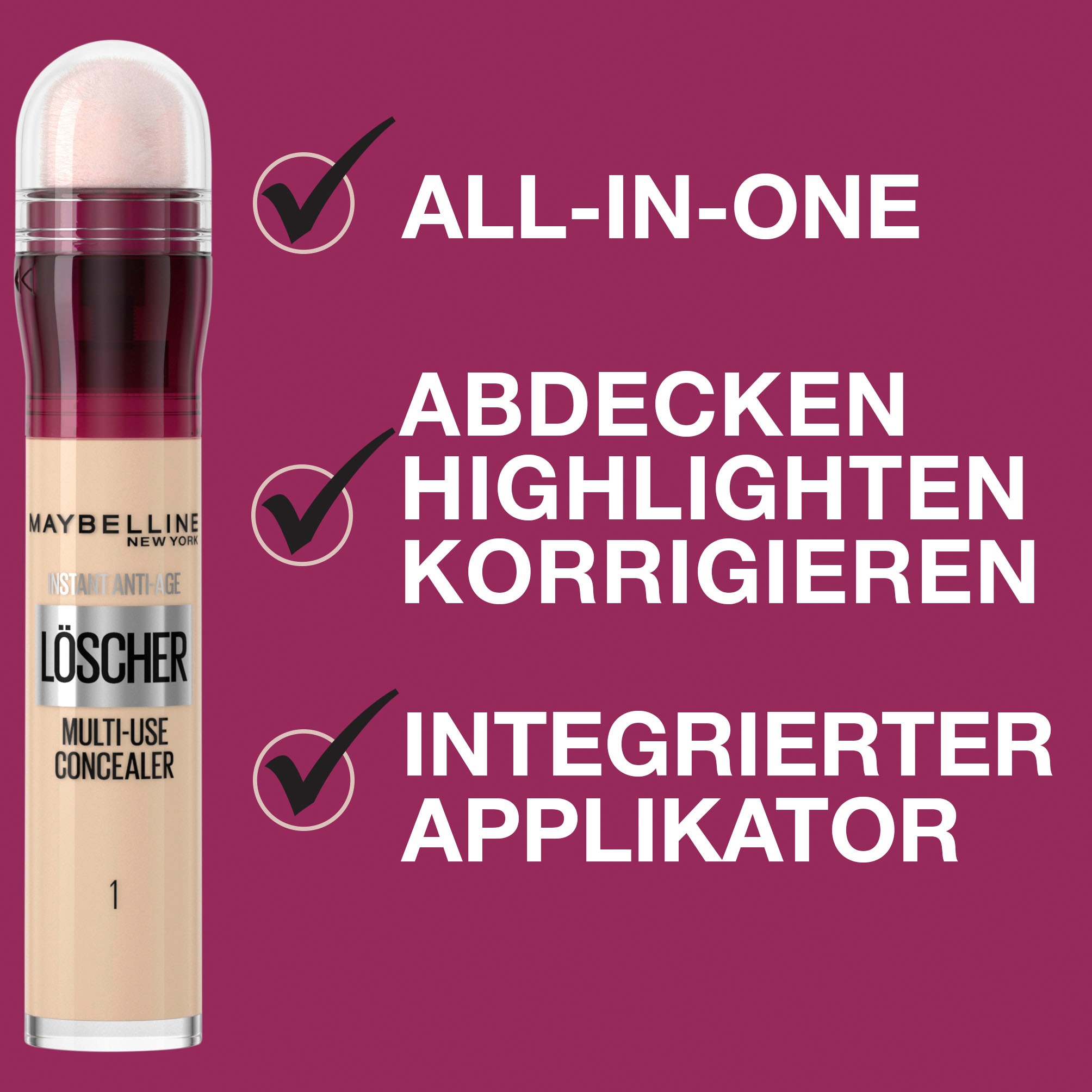 MAYBELLINE NEW YORK Concealer »INSTANT ANTI-AGE MULTI-USE CONCEALER« für sichtbar straffere Haut und einen ebenmäßigen Teint