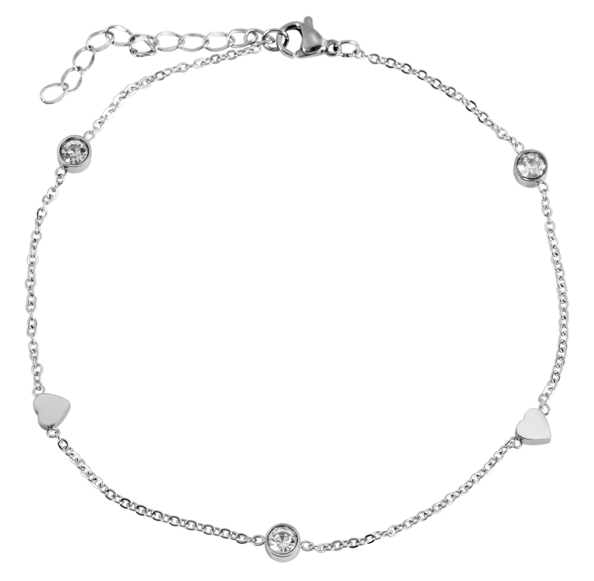 Adelia´s Fußkette »Damen Fußkettchen ¿ Herz aus Edelstahl«