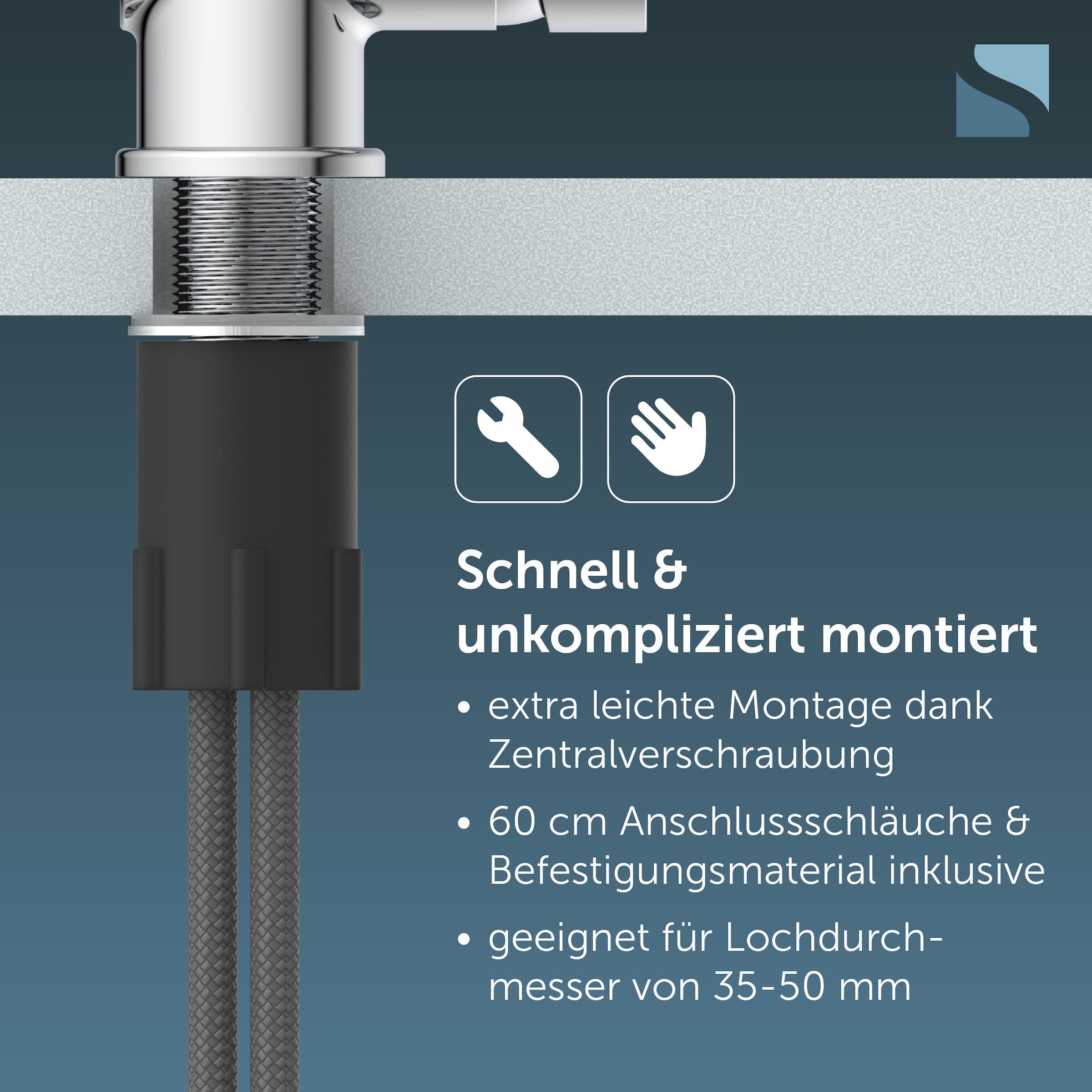 Schütte Spültischarmatur »RIO Schütte« Küchenarmatur, L-Form, Edelstahl, Cold-Start, schwenkbar, Edelstahl