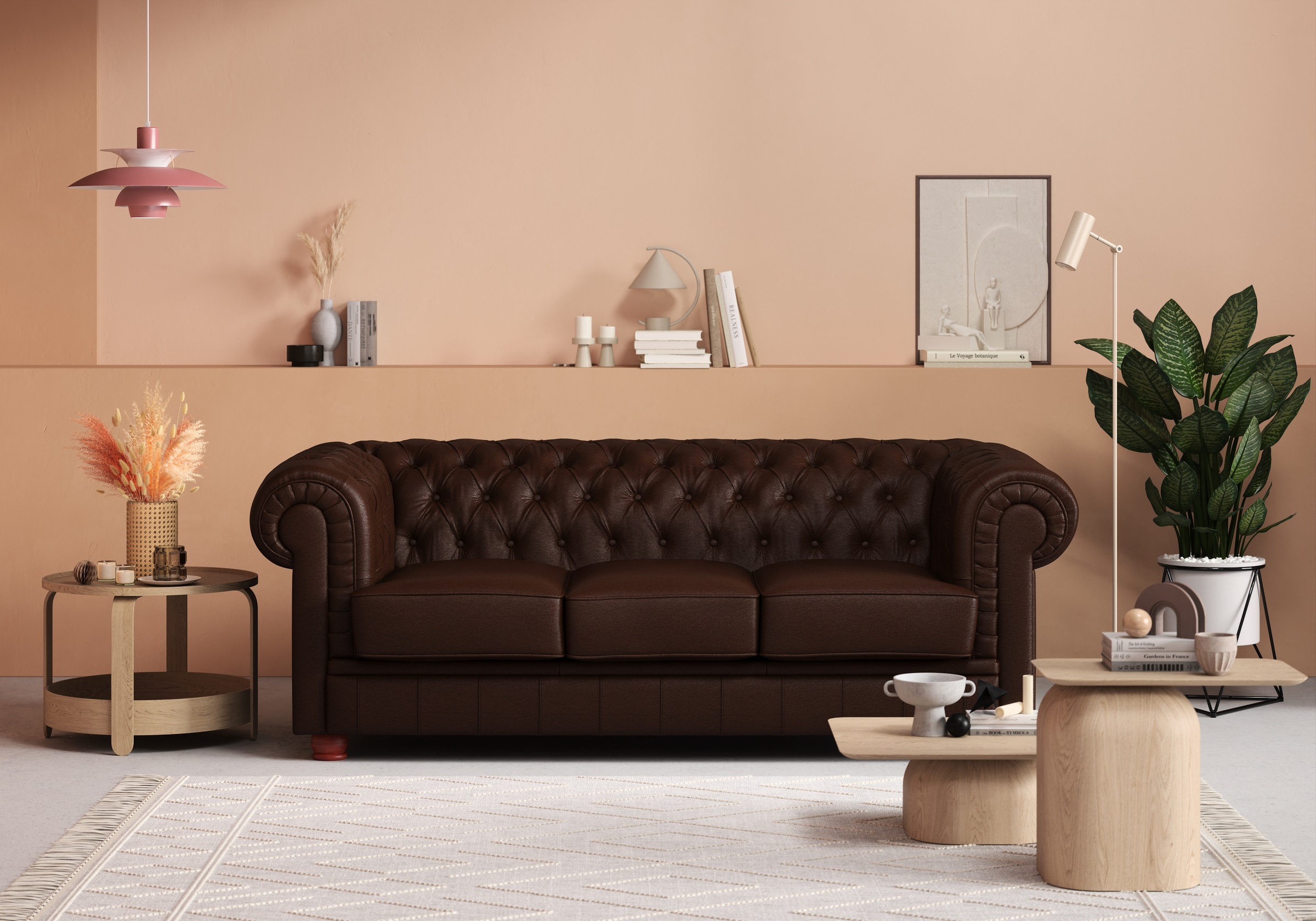Max Winzer® Chesterfield-Sofa »Kent edel und bequem, tolle Detailverarbeitung, komfortable Armlehnen«, 3-Sitzer mit aufwendiger Knopfheftung, Breite 205 cm