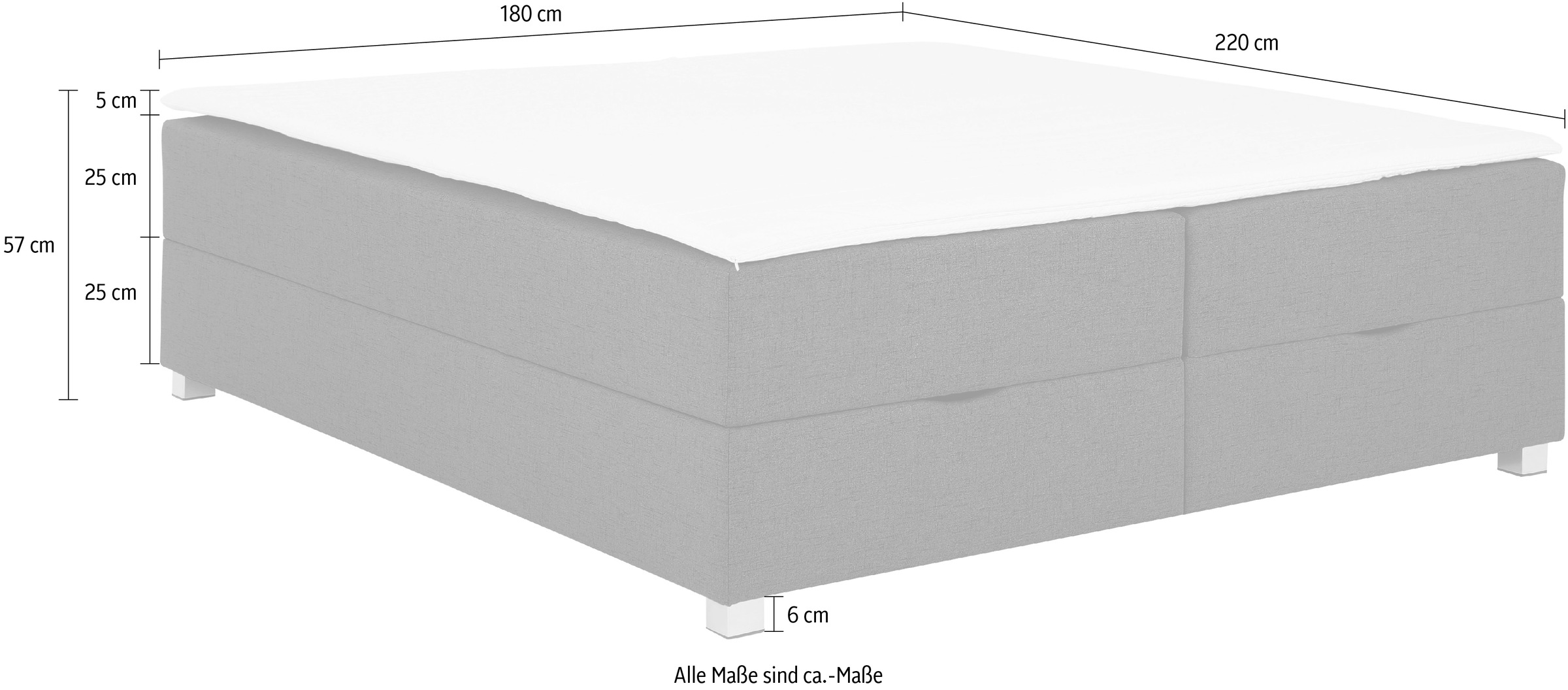 INOSIGN Boxbett »Alexis« ohne Kopfteil - ideal für Räume mit Dachschrägen; in 4 Breiten