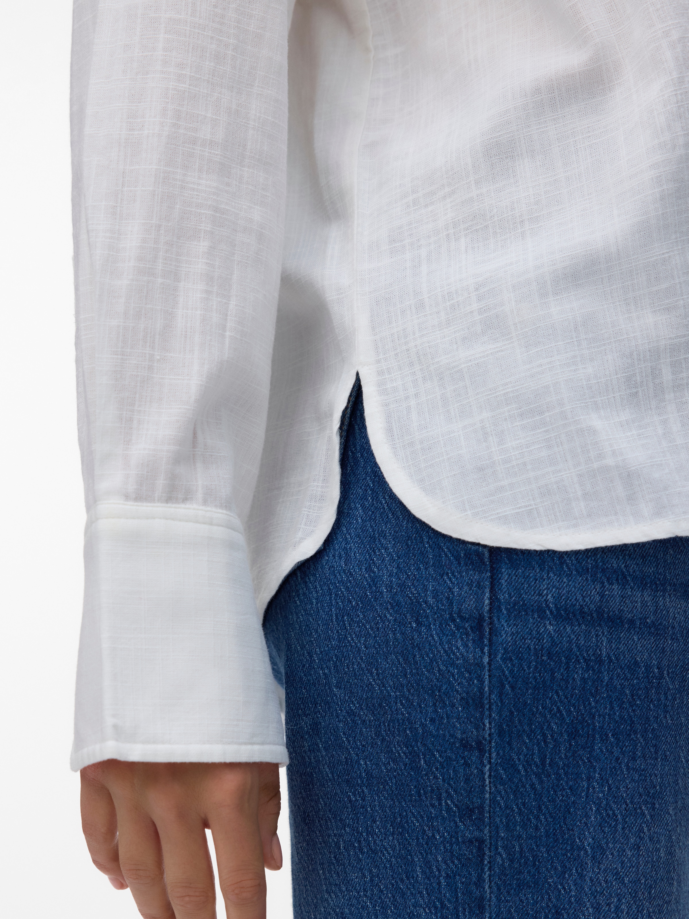 Vero Moda Langarmbluse »VMCAIA LS SHIRT WVN NOOS« Baumwollmischung, regular fit, mit Leinen