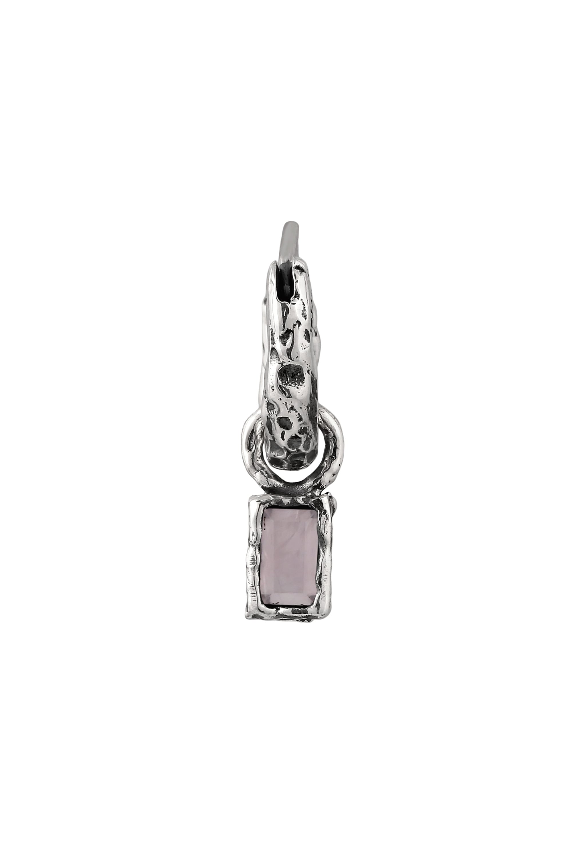 HAZE & GLORY Paar Creolen »Ohrringe Creole Rechteck Quarz Rosa 925 Sterling Silber«