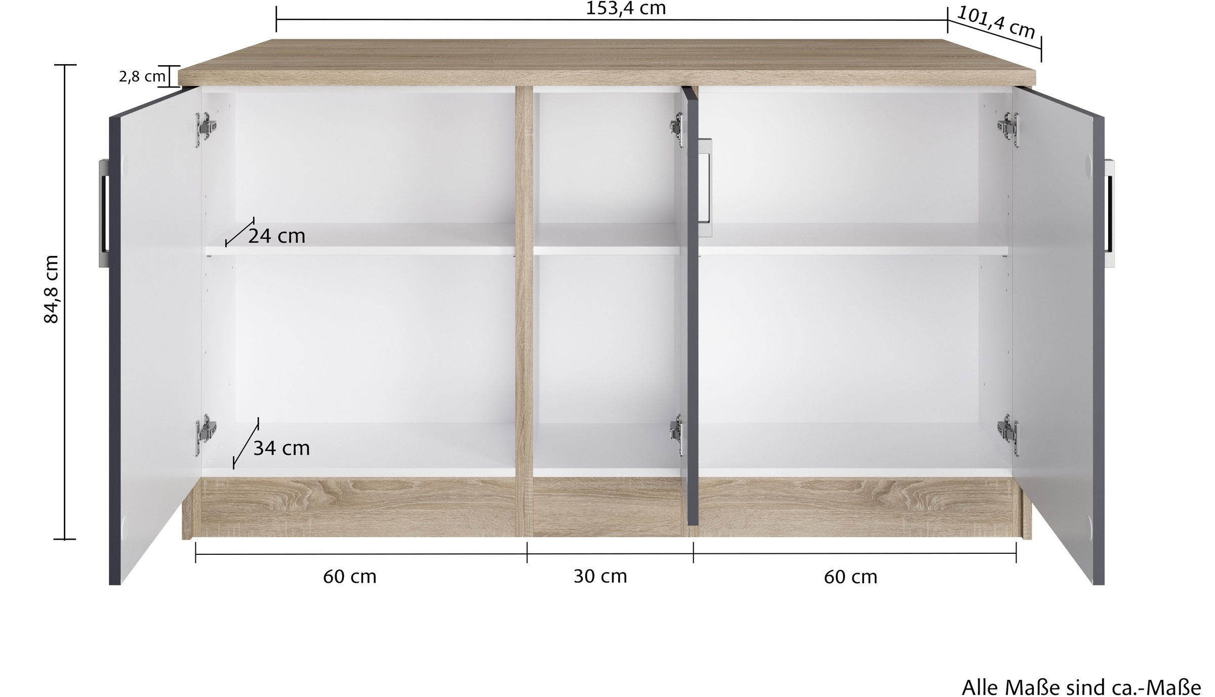KOCHSTATION Kücheninsel »KS-Toronto«, Breite 153 cm, MDF-Fronten, Flaschenregal