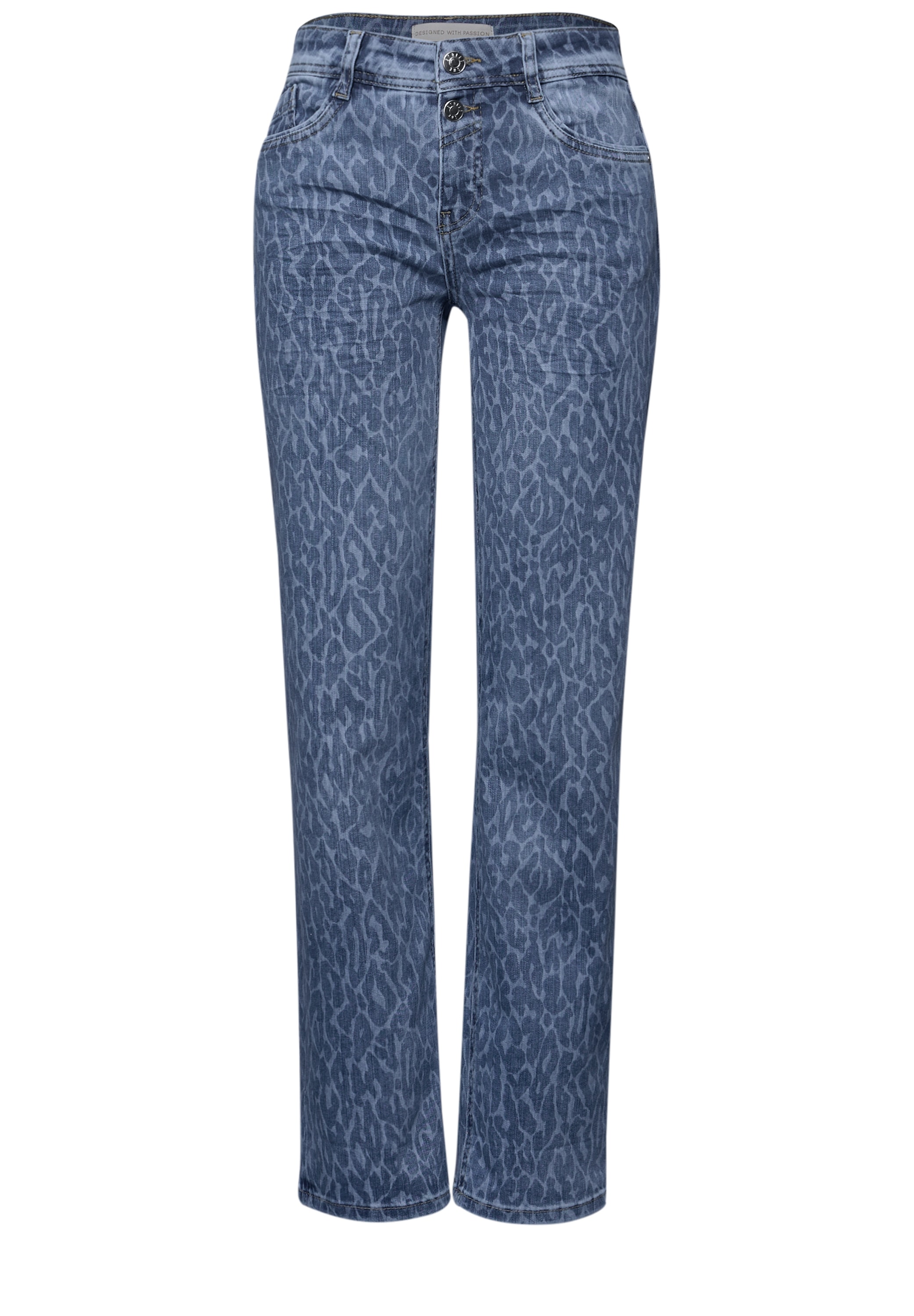 STREET ONE Straight-Jeans »Style Amalia Straight Leg« mit einem gelaserten Leo‑Muster