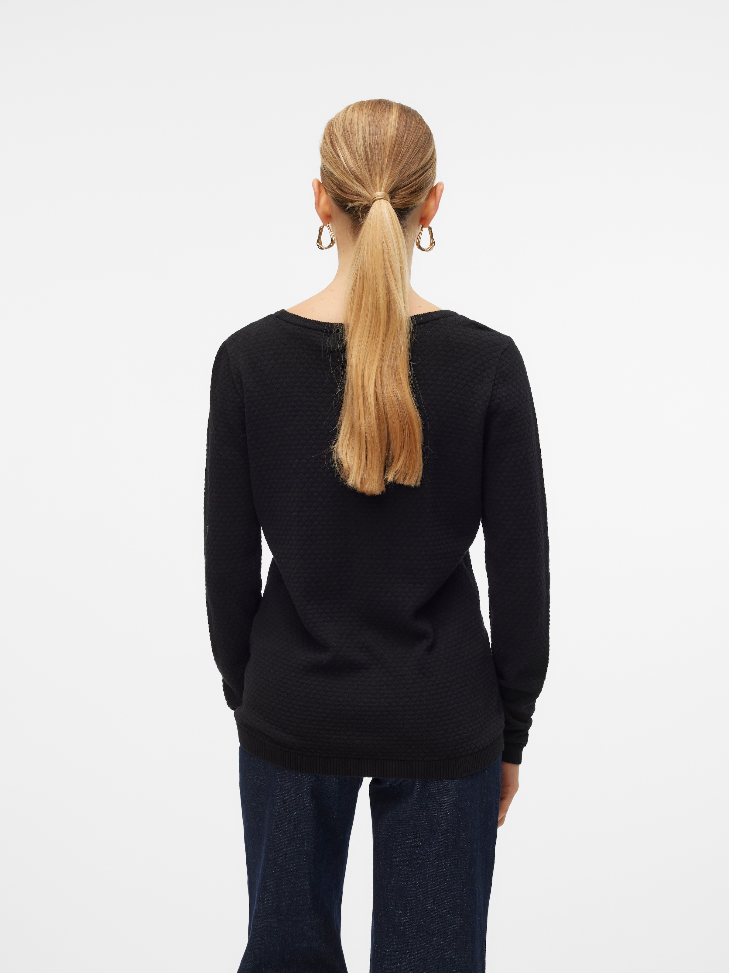 Vero Moda Rundhalspullover »VMCARE STRUCTURE LS O-NECK BLOUSE« aus Bio-Baumwolle