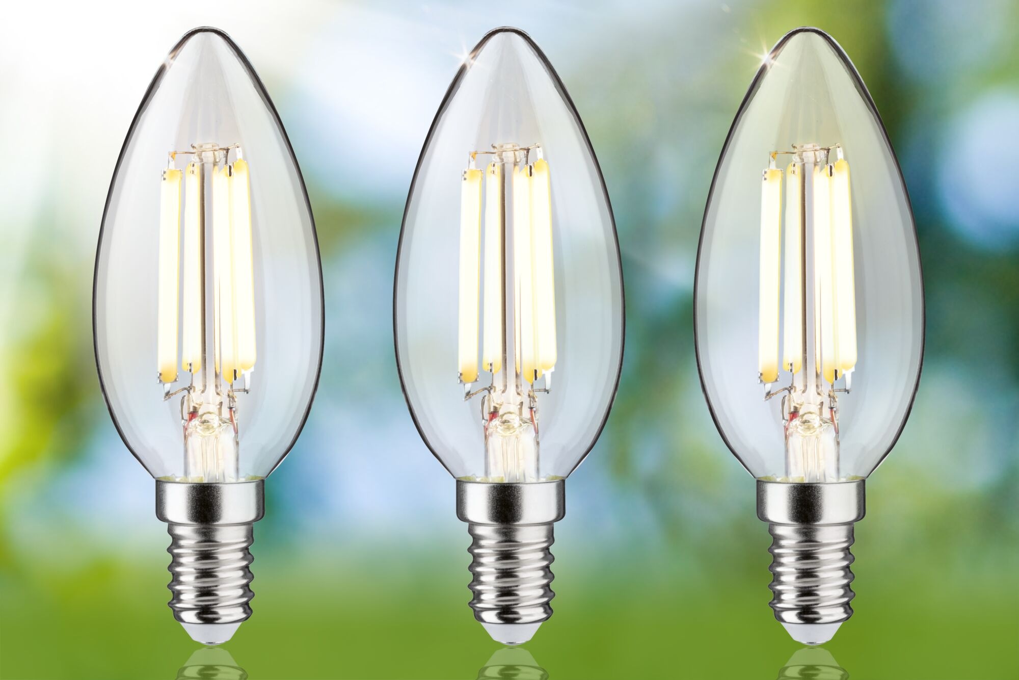 Paulmann LED-Leuchtmittel »Eco-Line Filament 230V LED Kerze E14 3er-Pack 525lm 2,5W 3000K Klar« E14 3 Stk. Warmweiß