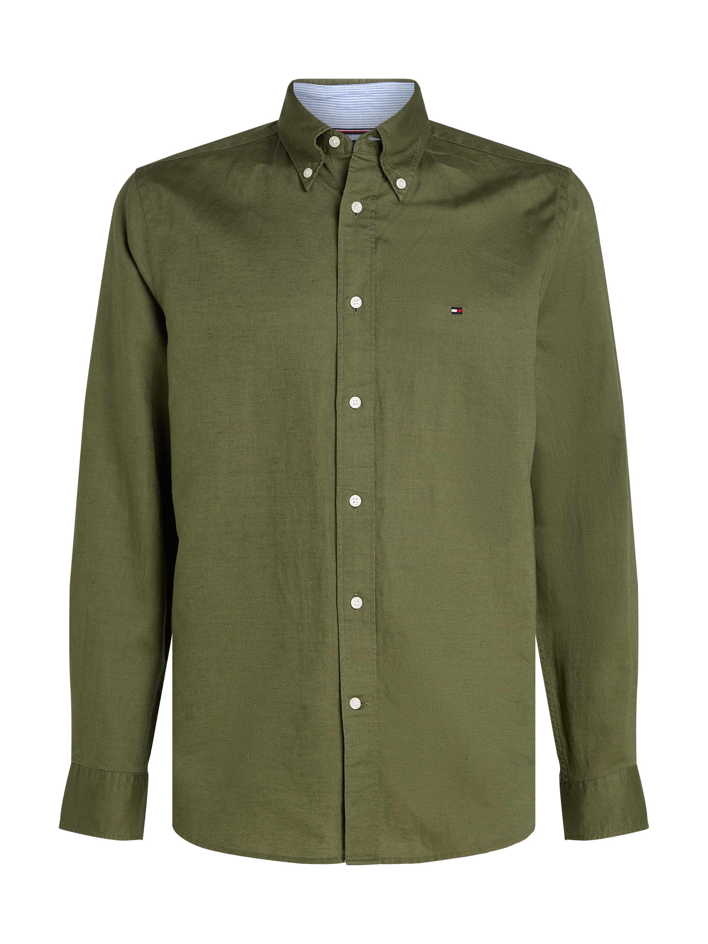 Tommy Hilfiger Langarmhemd »LINEN BLEND SOLID RF SHIRT«, mit Button-down-Kragen