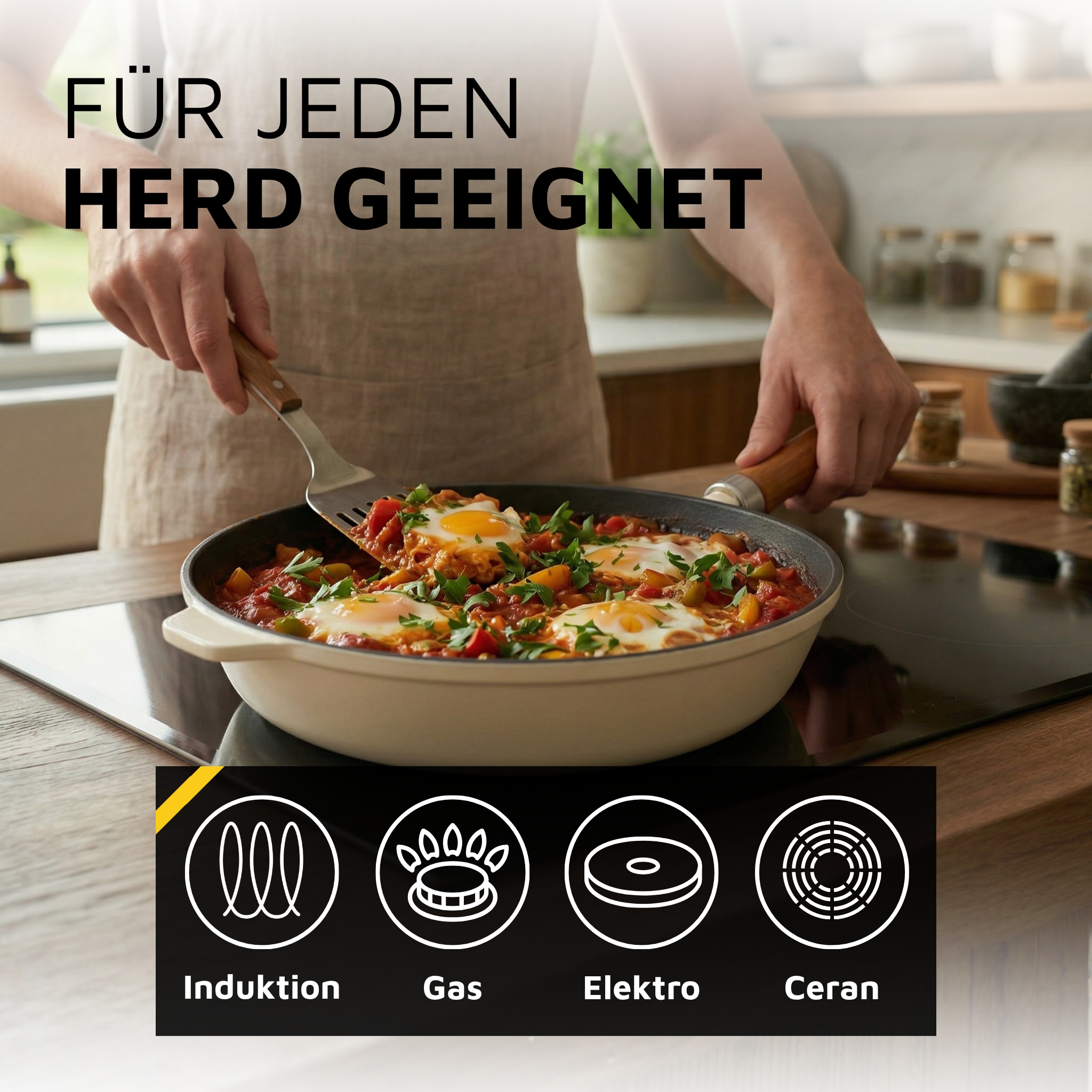 Krüger Bratpfanne »Einsenguss Pfanne SAVANNA« Gusseisen 1 Stk. tlg. für Induktions-Kochfelder geeignet