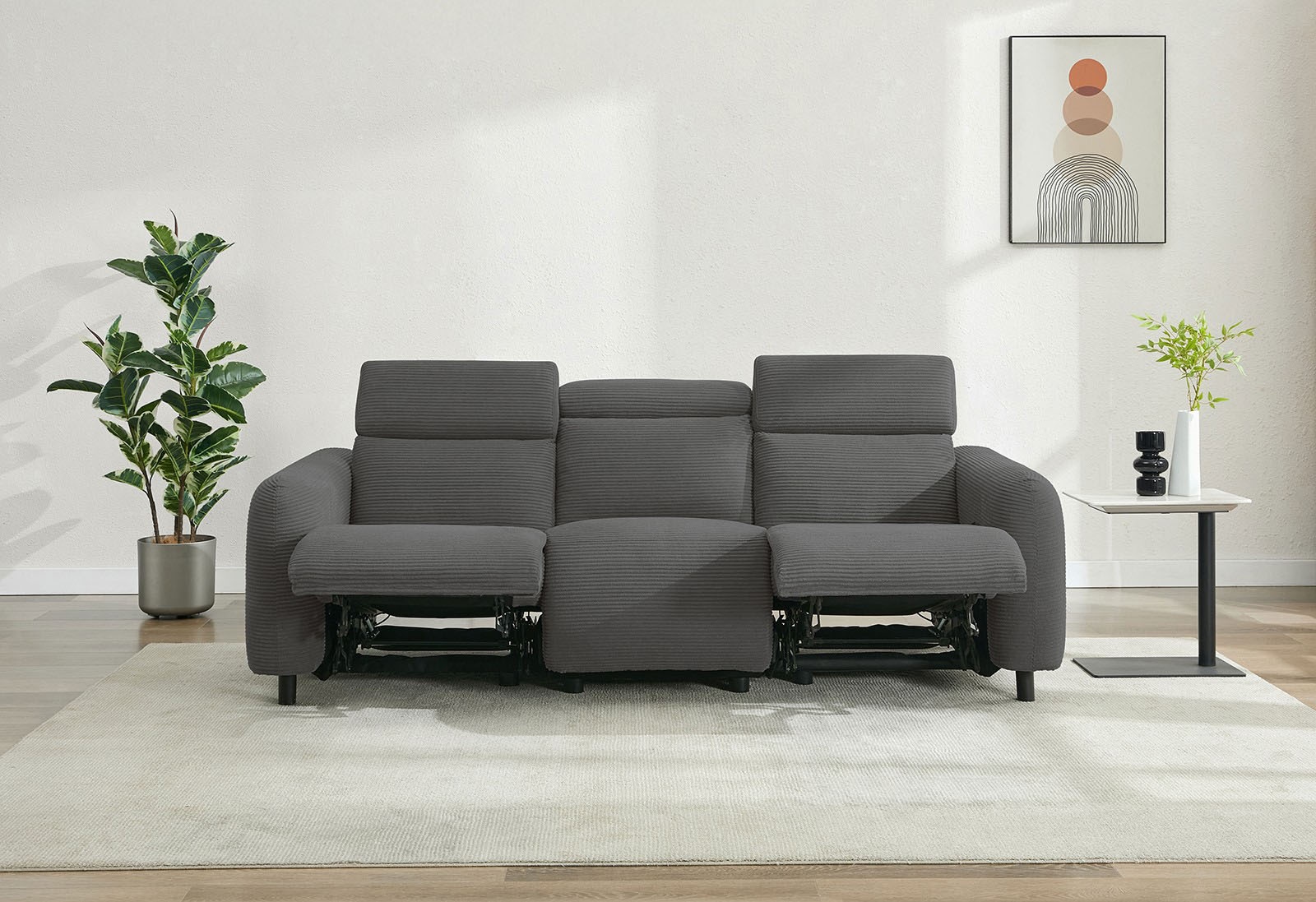 OTTO home 3-Sitzer »SKAANE Cord-Sofa, 229 cm, manuelle u. elektrische Relaxfunktion« Relax-Funktion in 2 Sitzen, Kopfteilverstellung, Federkernpolsterung