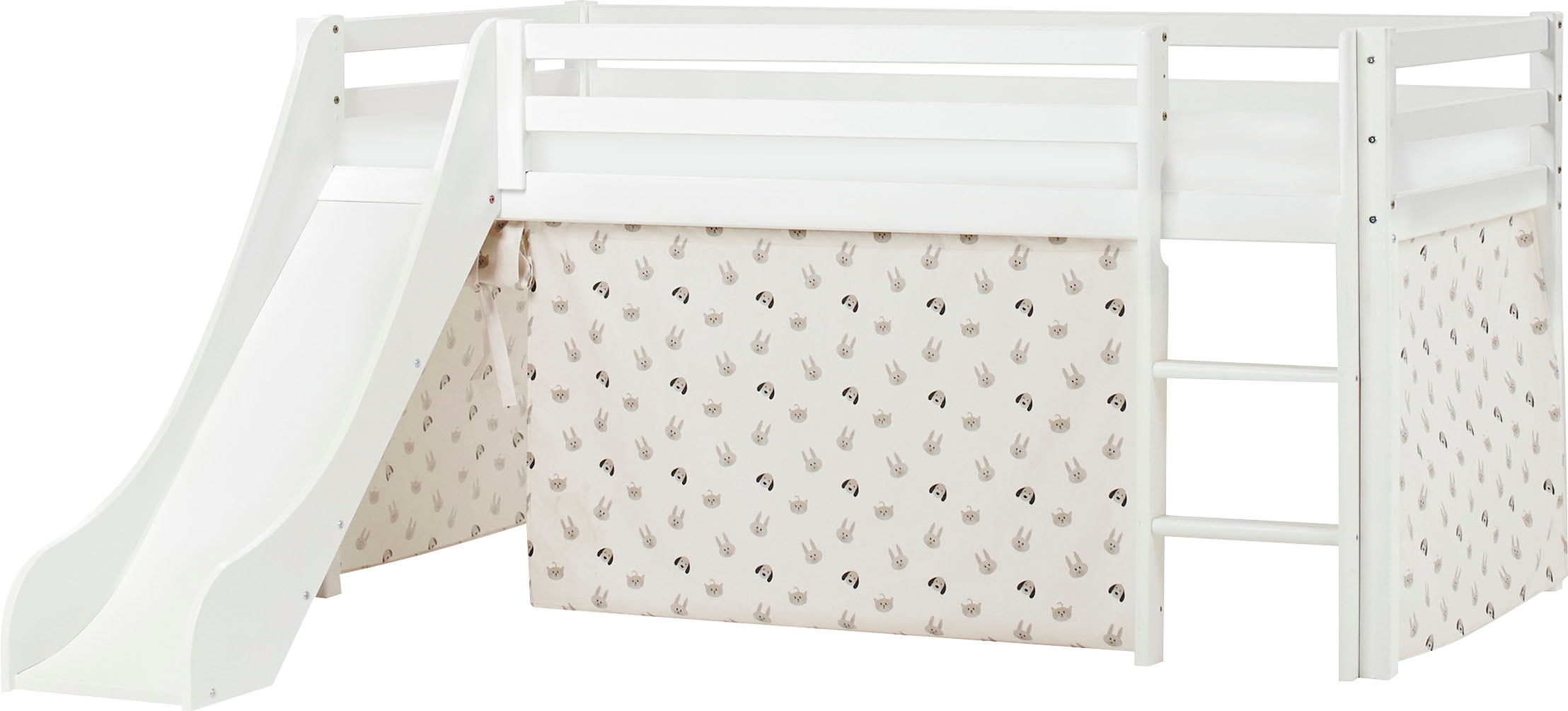 Hoppekids Hochbett »«Pets Natur»«, Rutsche & Vorhang Grau und viel Auswahl