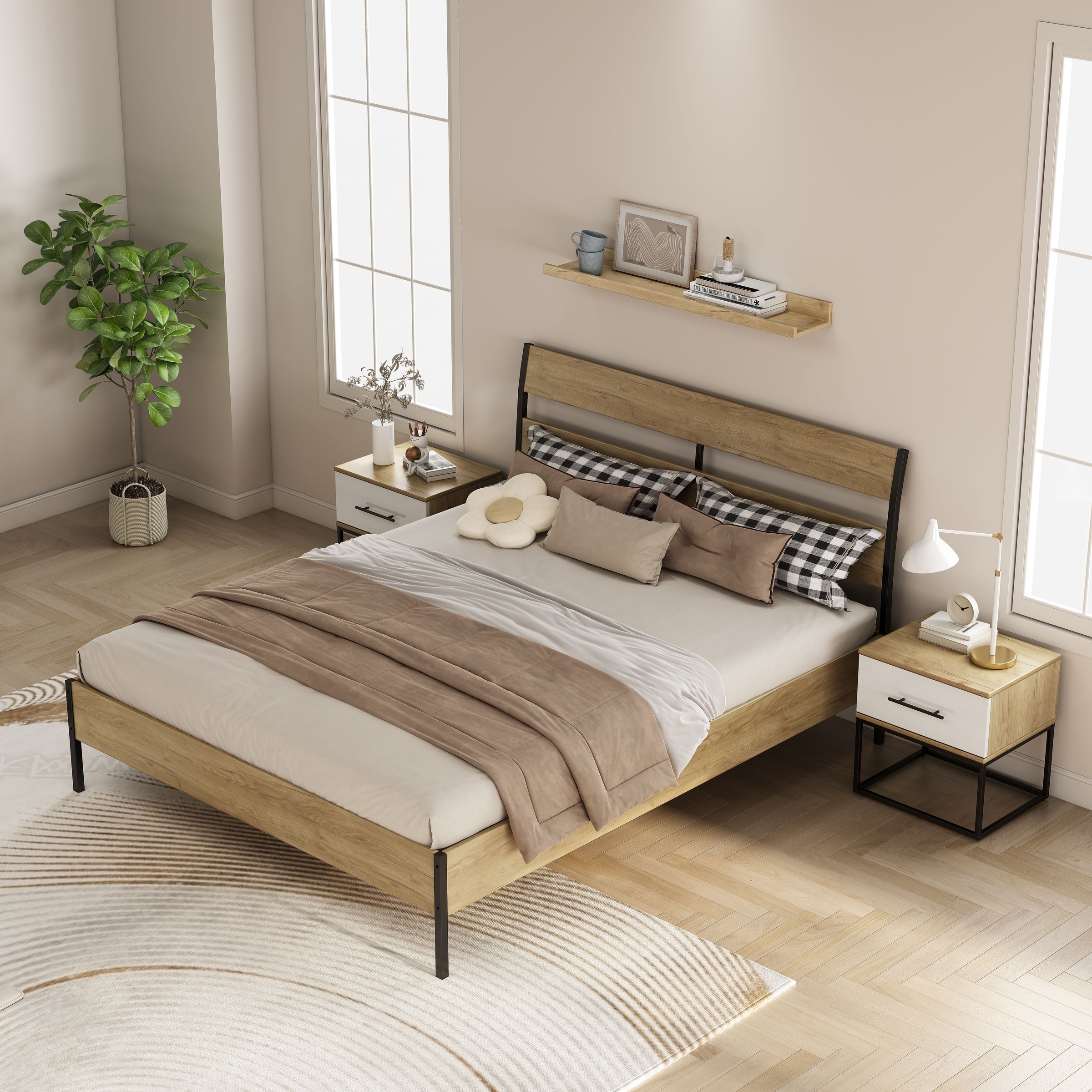 OTTO home Nachtkommode »Lucca Nachttisch Set mit Metallkufen und schwarzen Griffen« Set, 2 Schränke im Set , Hochglanz Fronten in weiß,  Nchttisch Set mit je einer Schublade in Loft Design