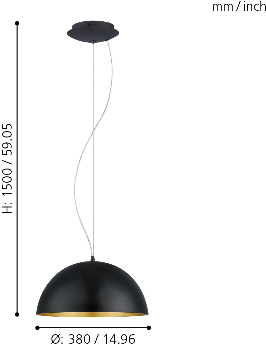EGLO Hängeleuchte »GAETANO 1 Pendellampe, Stahl, E27, Hängelampe, Esstischlampe, Lampe« E27 1 Stk. Hängeleuchte, H150 x Ø38, schwarz, gold, 1X60W exkl.