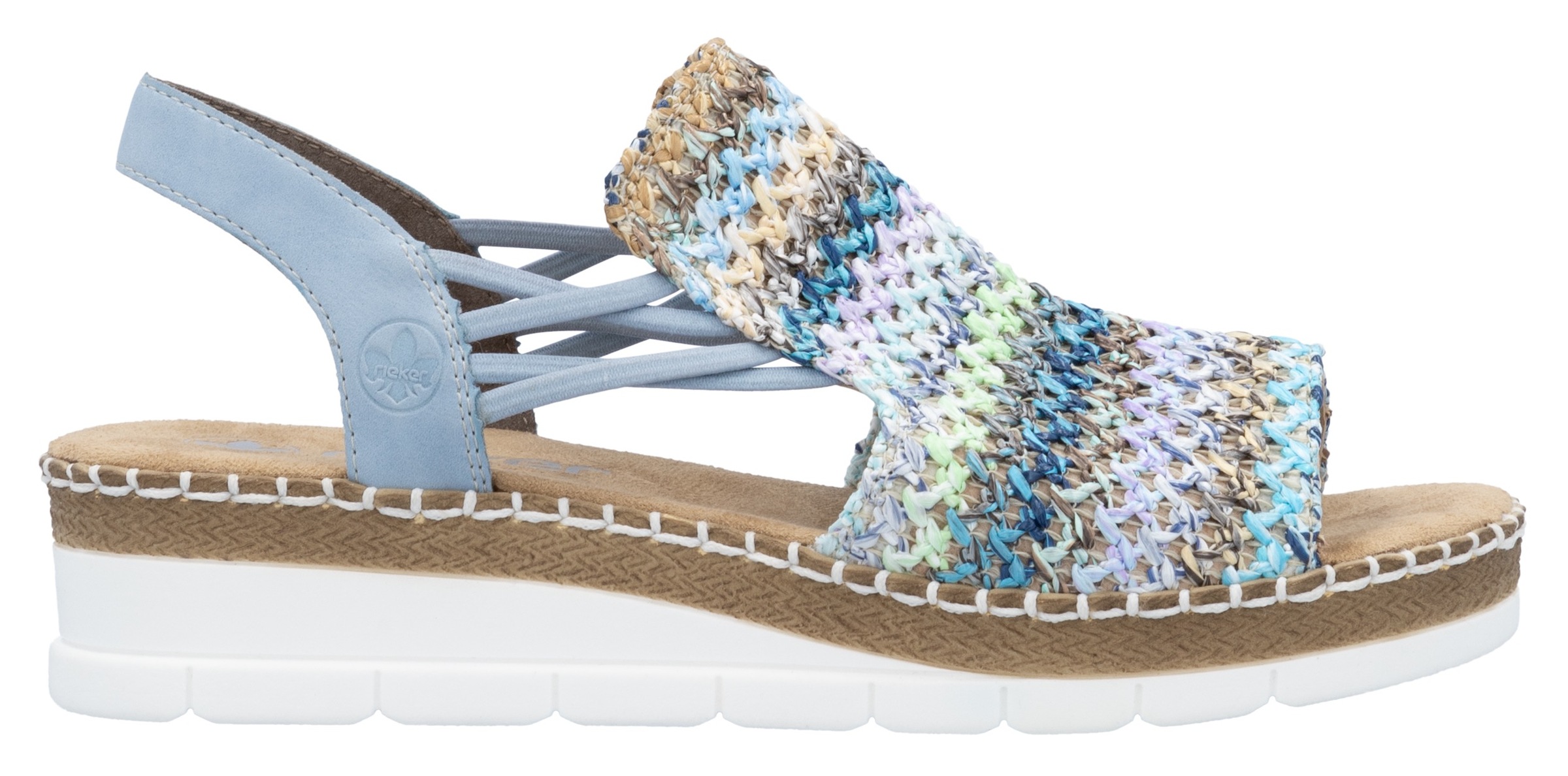 Rieker Sandale, Sommerschuh, Sandalette, Keilabsatz, in modischer Flechtoptik