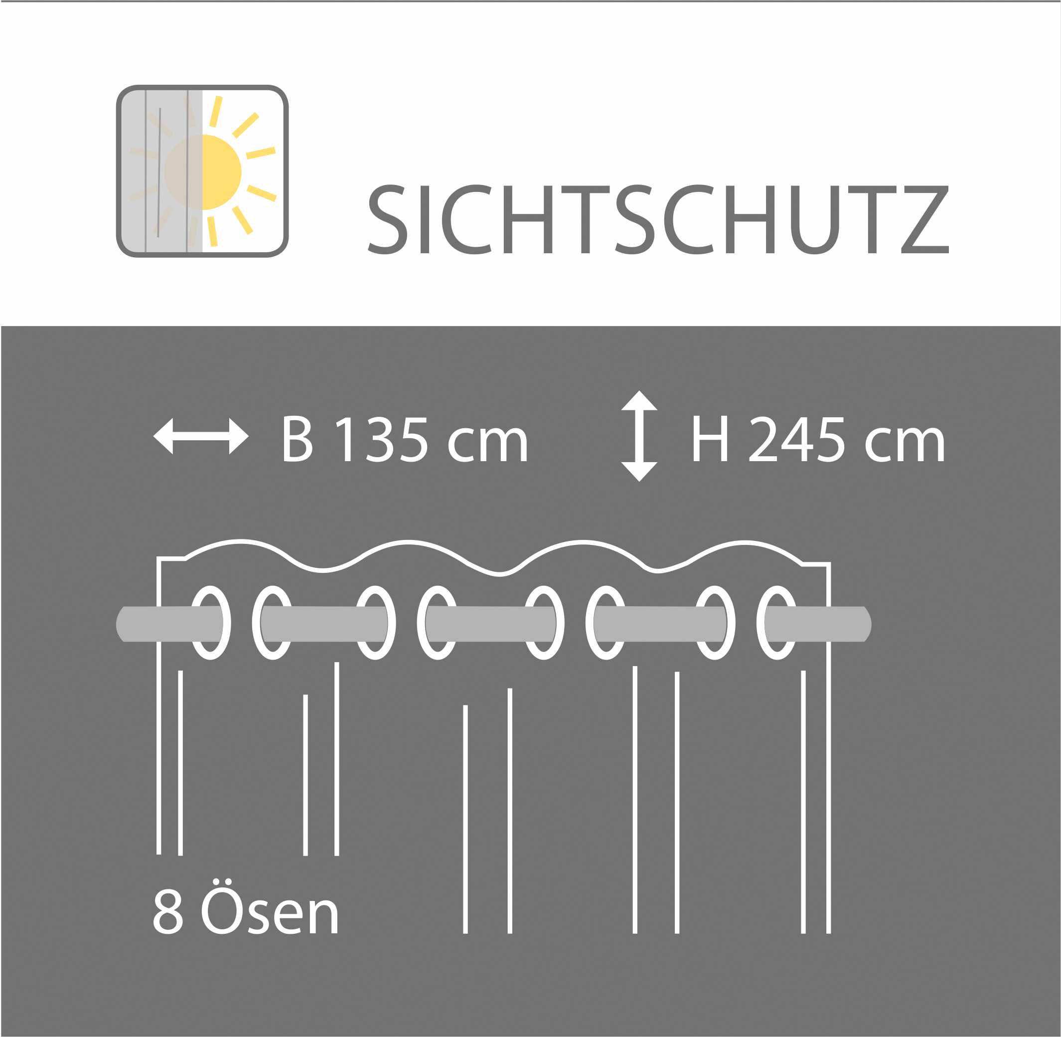 decolife Vorhang »Ella«, (1 St.), HxB: 245x135, Ösen-Vorhang mit Querstreifen