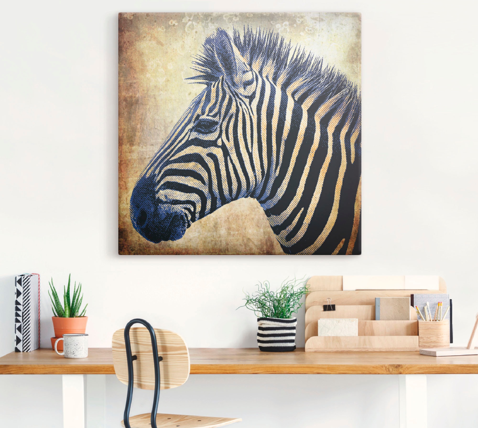Artland Wandbild »Zebra Porträt PopArt«, Wildtiere, (1 St.), als Leinwandbild in verschied. Größen