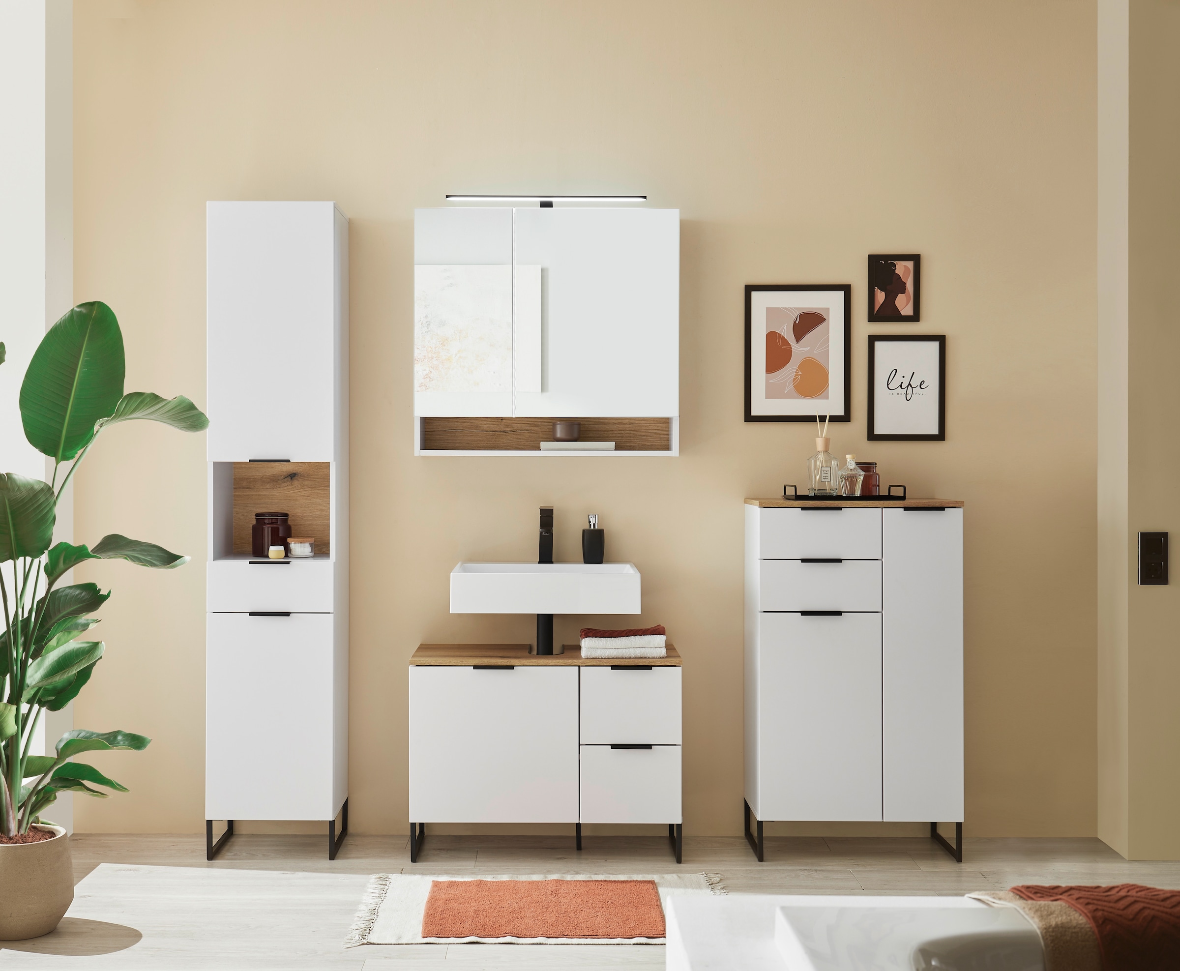 BASIC by Balculina Midischrank »Denver Midischrank, Badezimmerschrank BxHxT 60x106x32« 1 Stk. tlg. Breite 60 cm, Tür L/R montierbar, Softclose