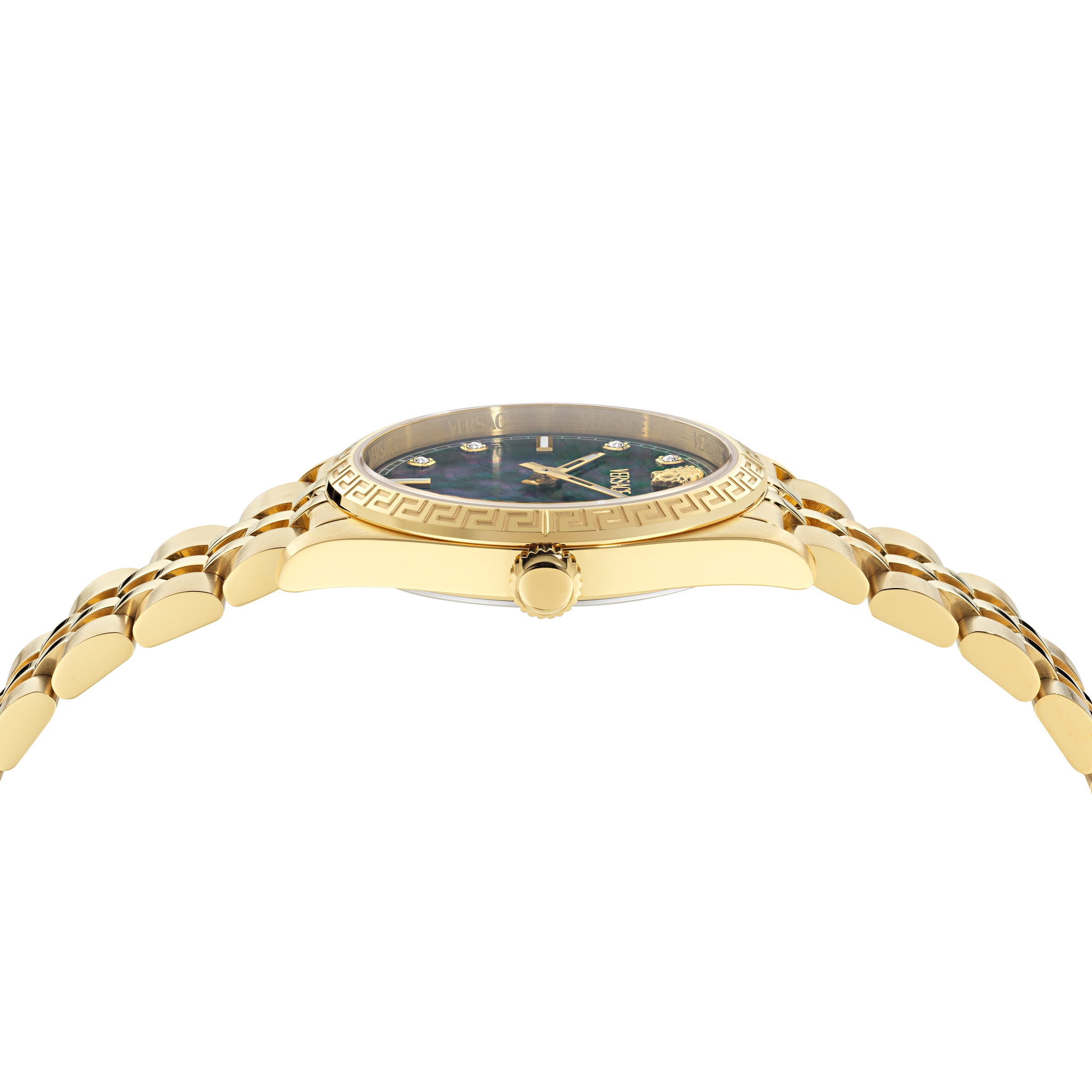 Versace Quarzuhr »MILLENYIUM LADY« Armbanduhr, Damenuhr, Swiss Made, Edelstahlarmband, analog, Diamant