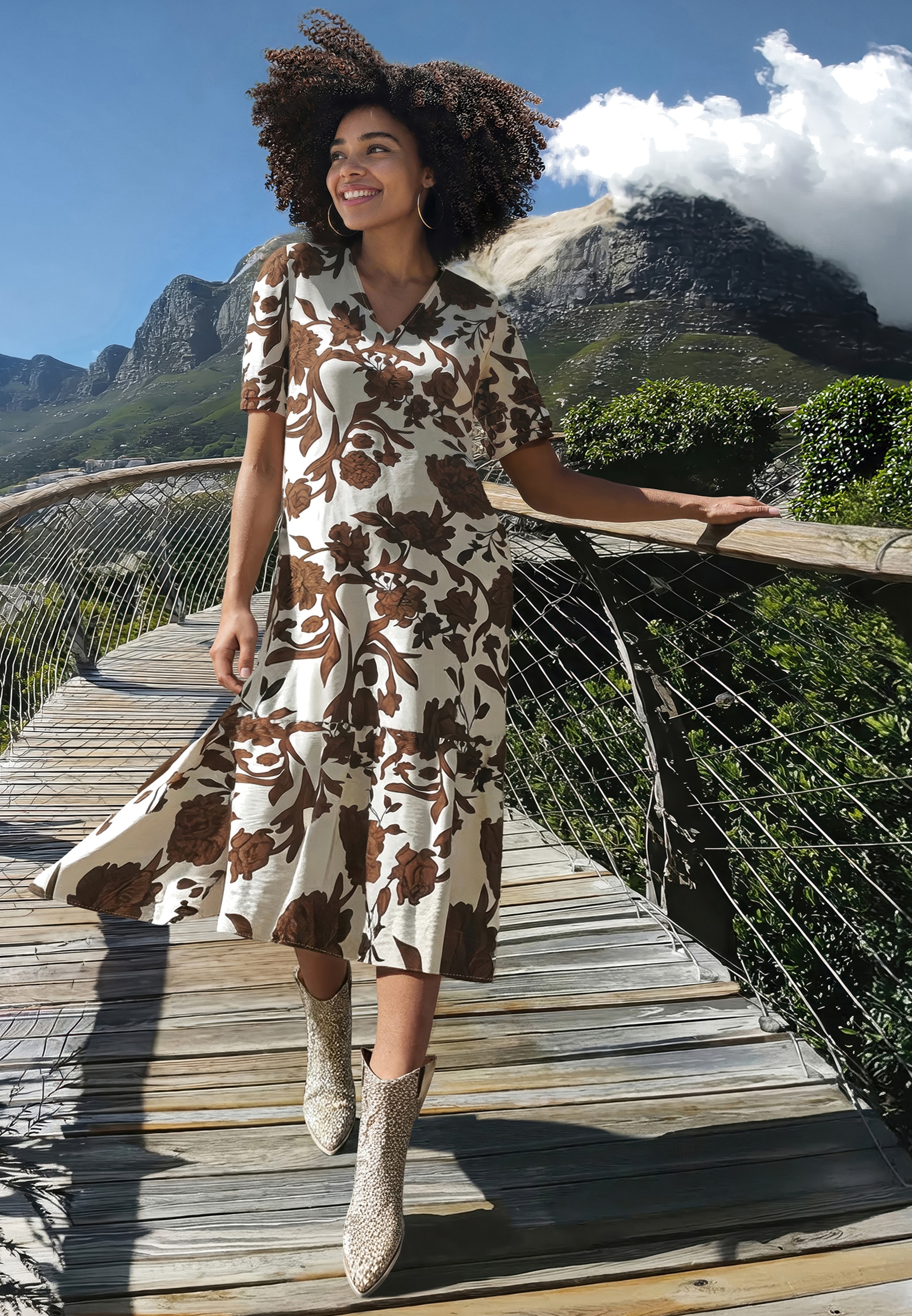 Cartoon Midikleid »Midikleid mit Volant«