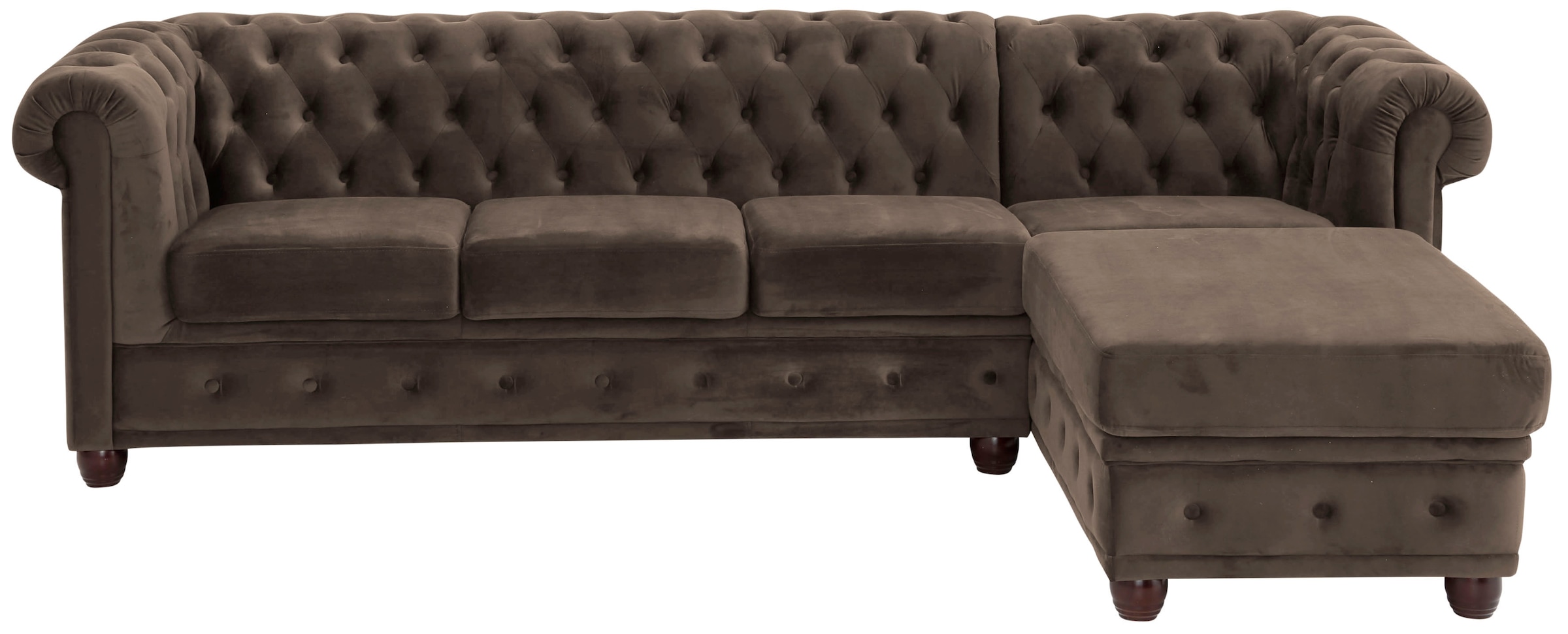 Home affaire Chesterfield-Sofa »New Castle L-Form« hochwertige Knopfheftung in Chesterfield-Design, B/T/H: 255(171/72)