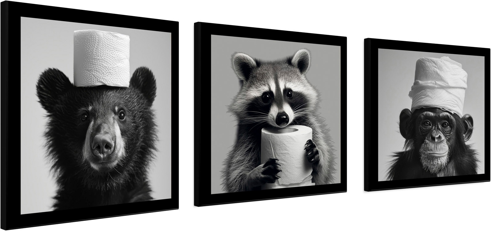 Bönninghoff Bild mit Rahmen »3er-Set WC Tiere 3x23x23 cm – Tiermotiv modern«