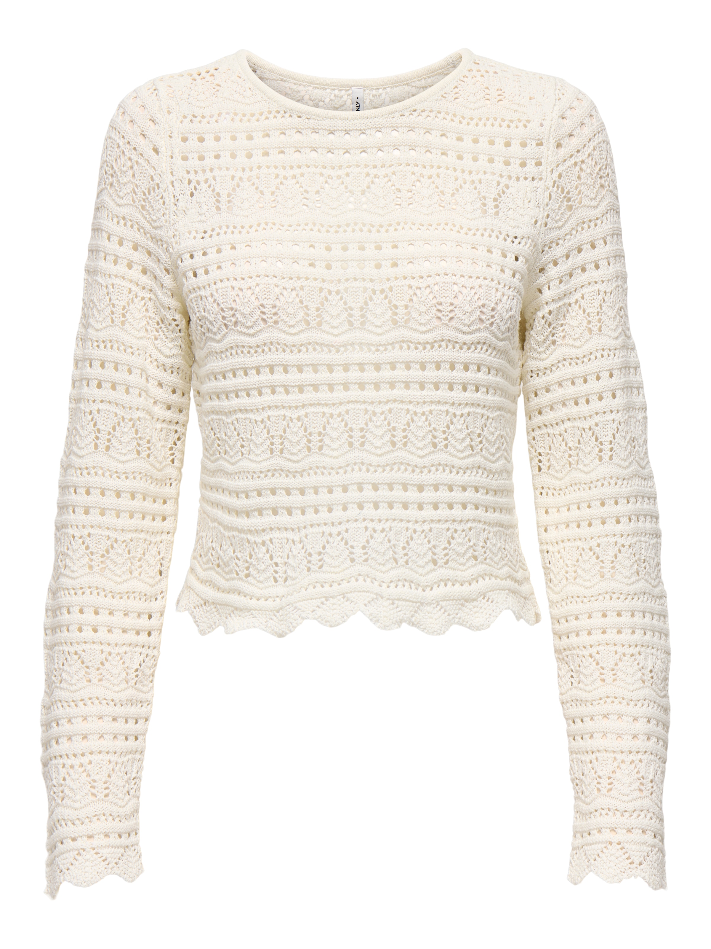 ONLY Strickpullover »ONLELKE LIFE LS PULLOVER KNT NOOS« Lochstickerei, verkürzte Form