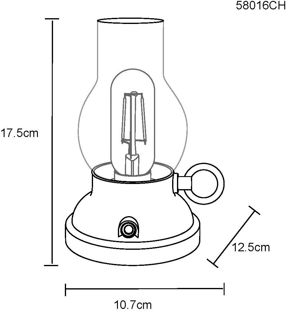 GLOBO LIGHTING LED Tischleuchte »PETRO« LED-Modul 1 Stk. Warmweiß Akkutischleuchte, mobile Leuchte, Petroleumlampen-Design